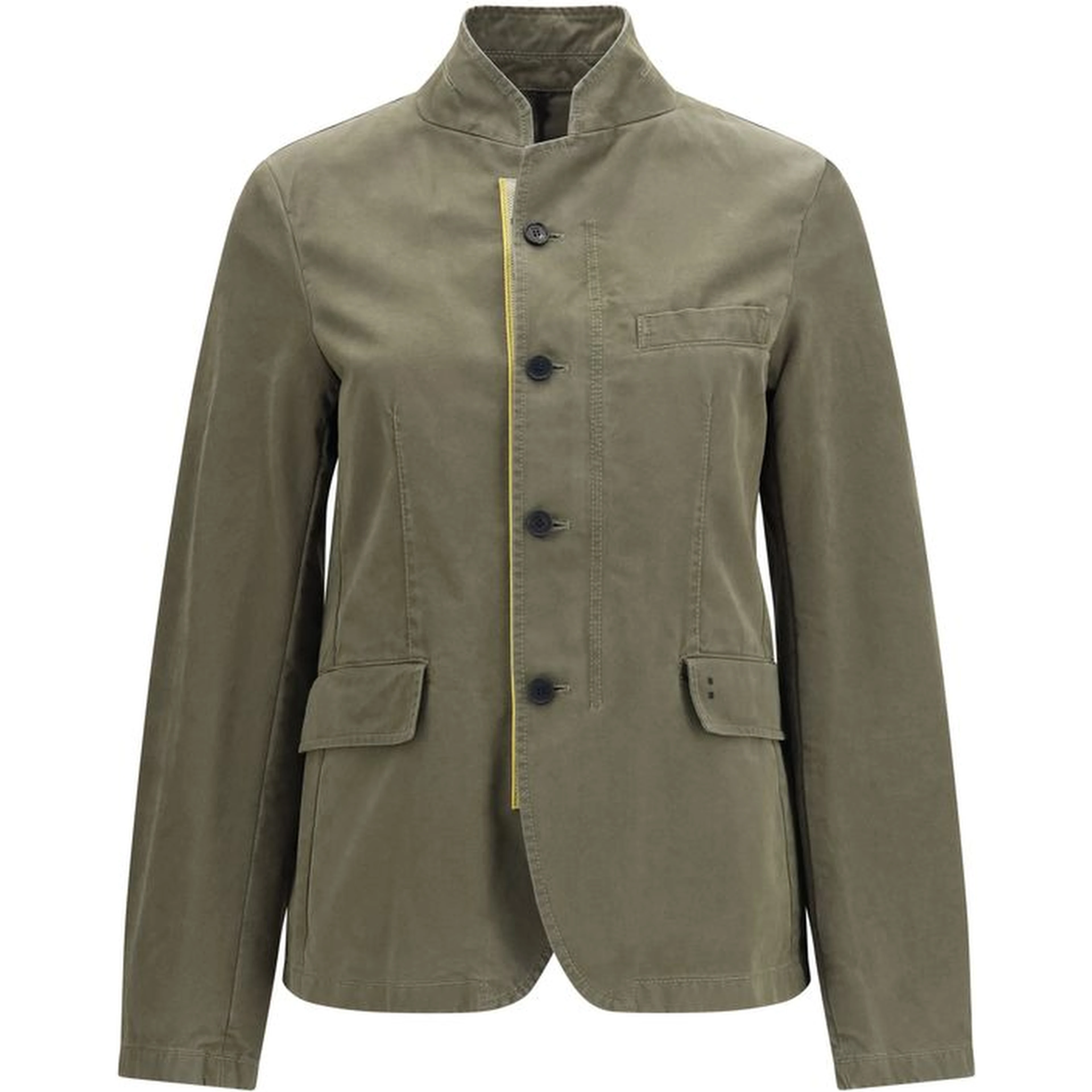 Bicolor Cotton Full-Length Jacket