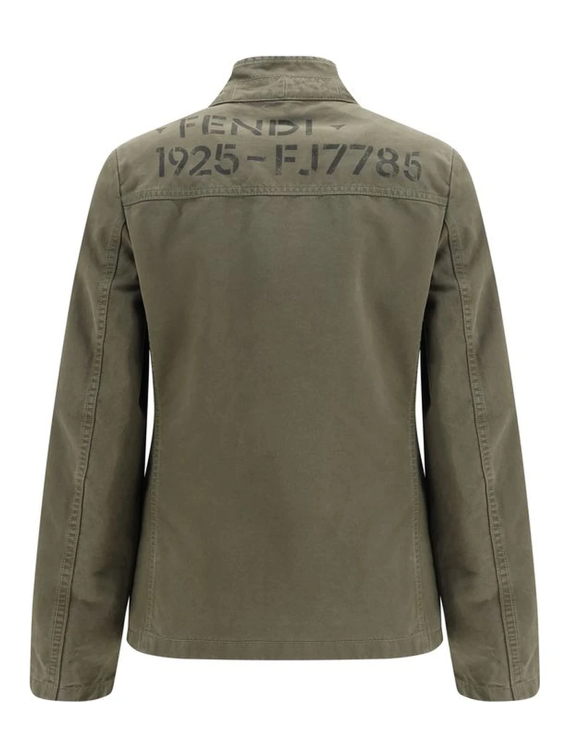 Bicolor Cotton Full-Length Jacket