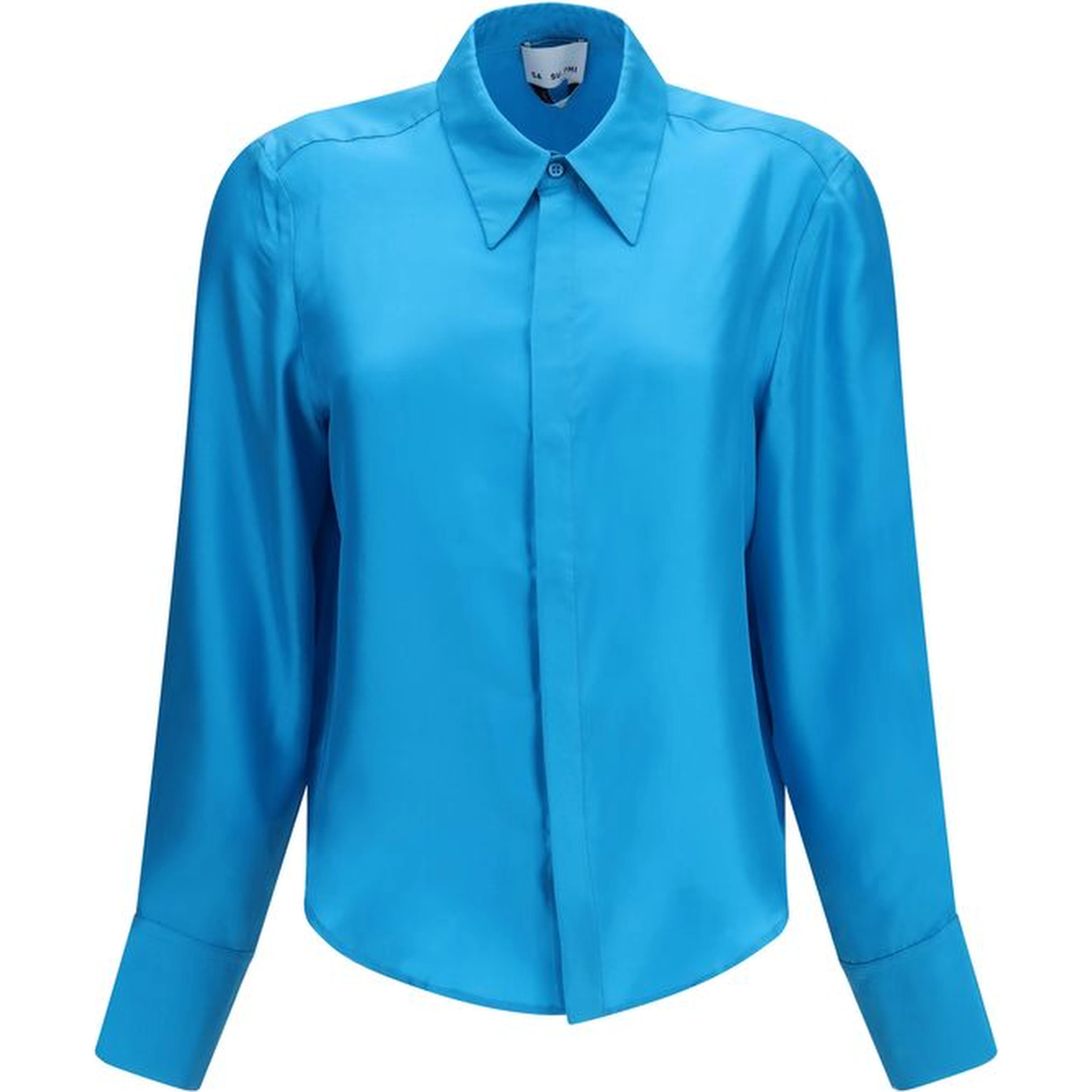 Blue Silk Dress Shirt