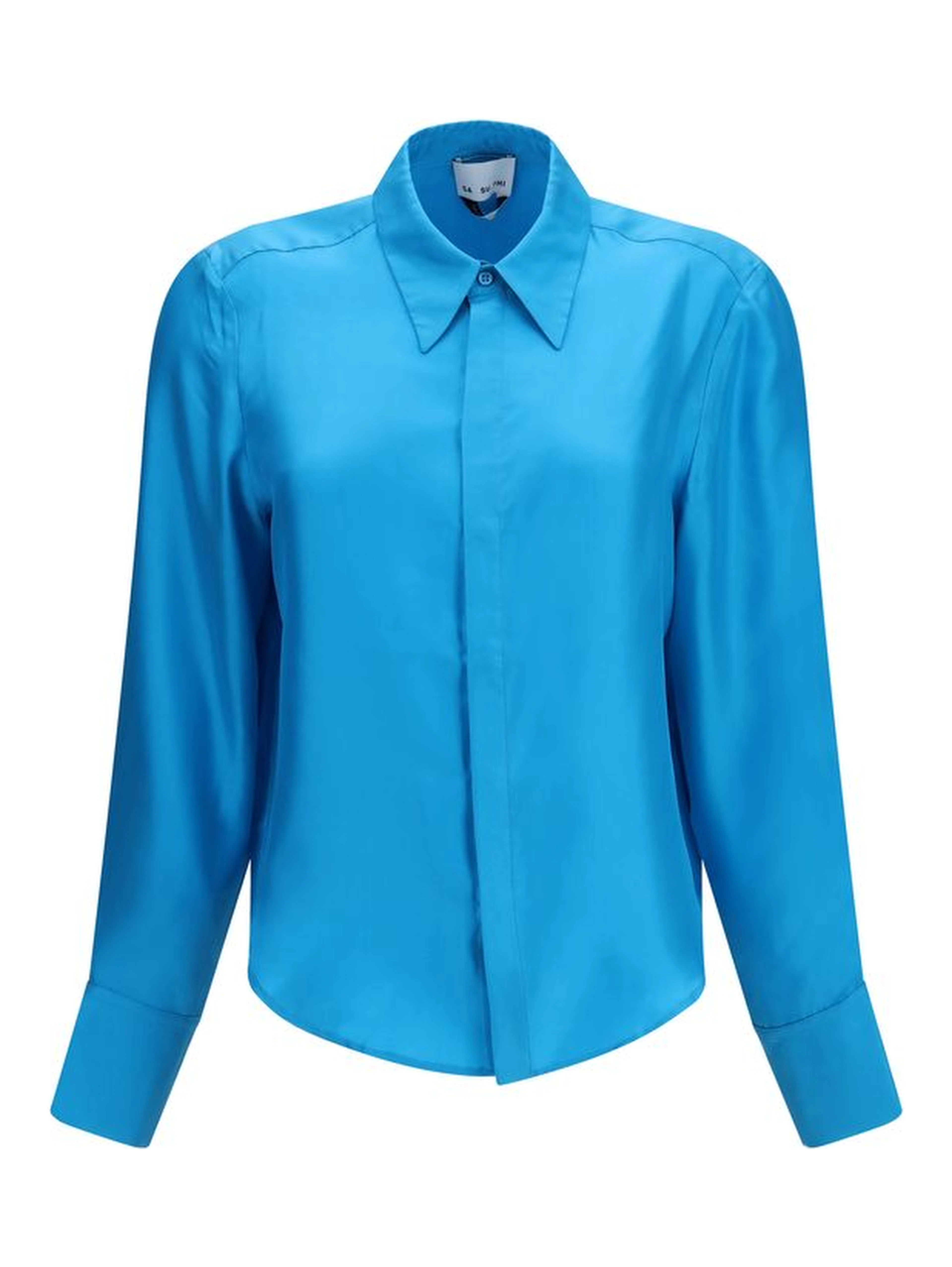 Blue Silk Dress Shirt
