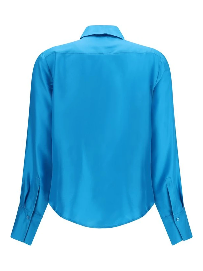 Blue Silk Dress Shirt