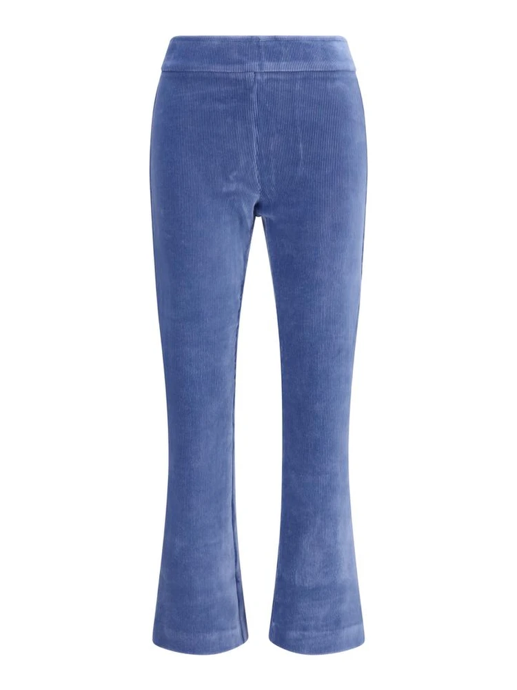 Blue Cotton Flared Pants