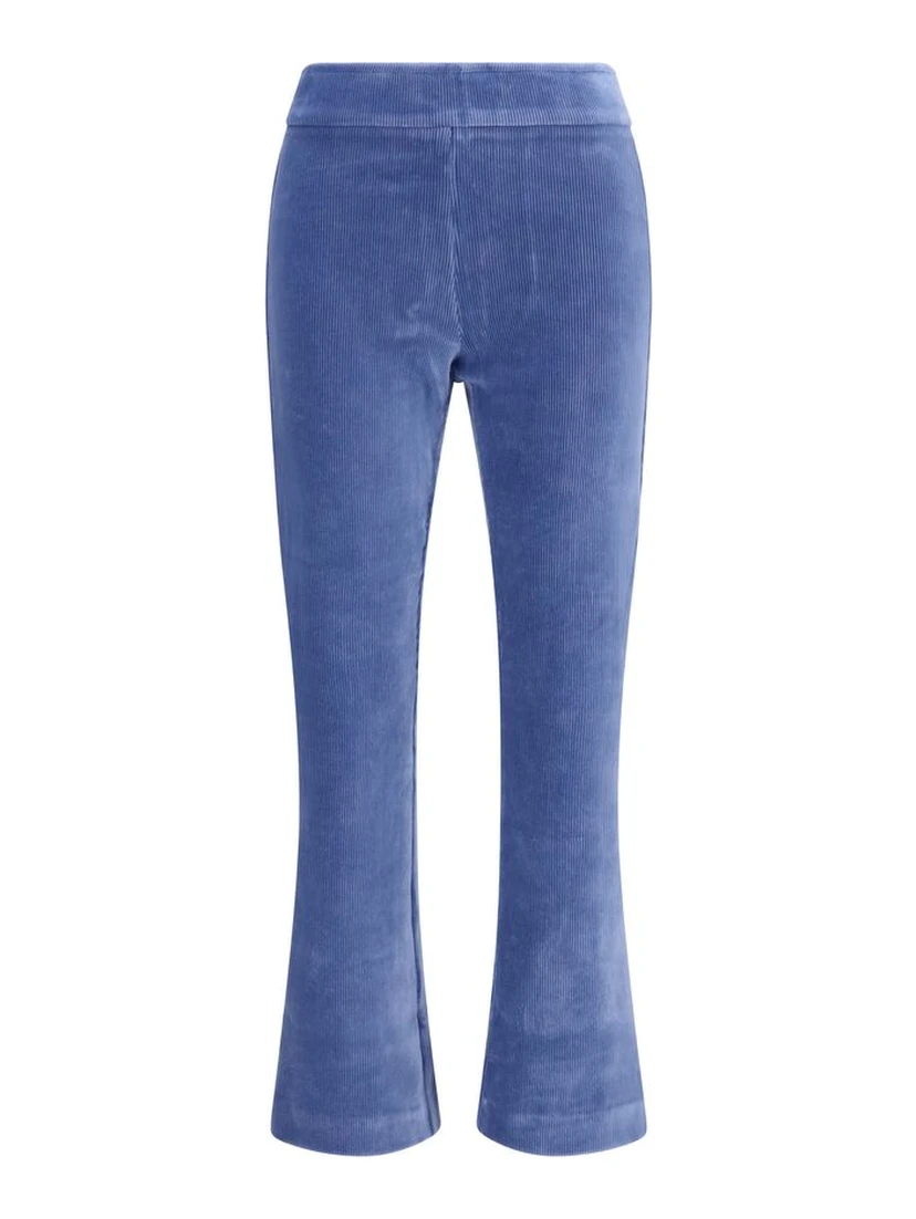 Blue Cotton Flared Pants