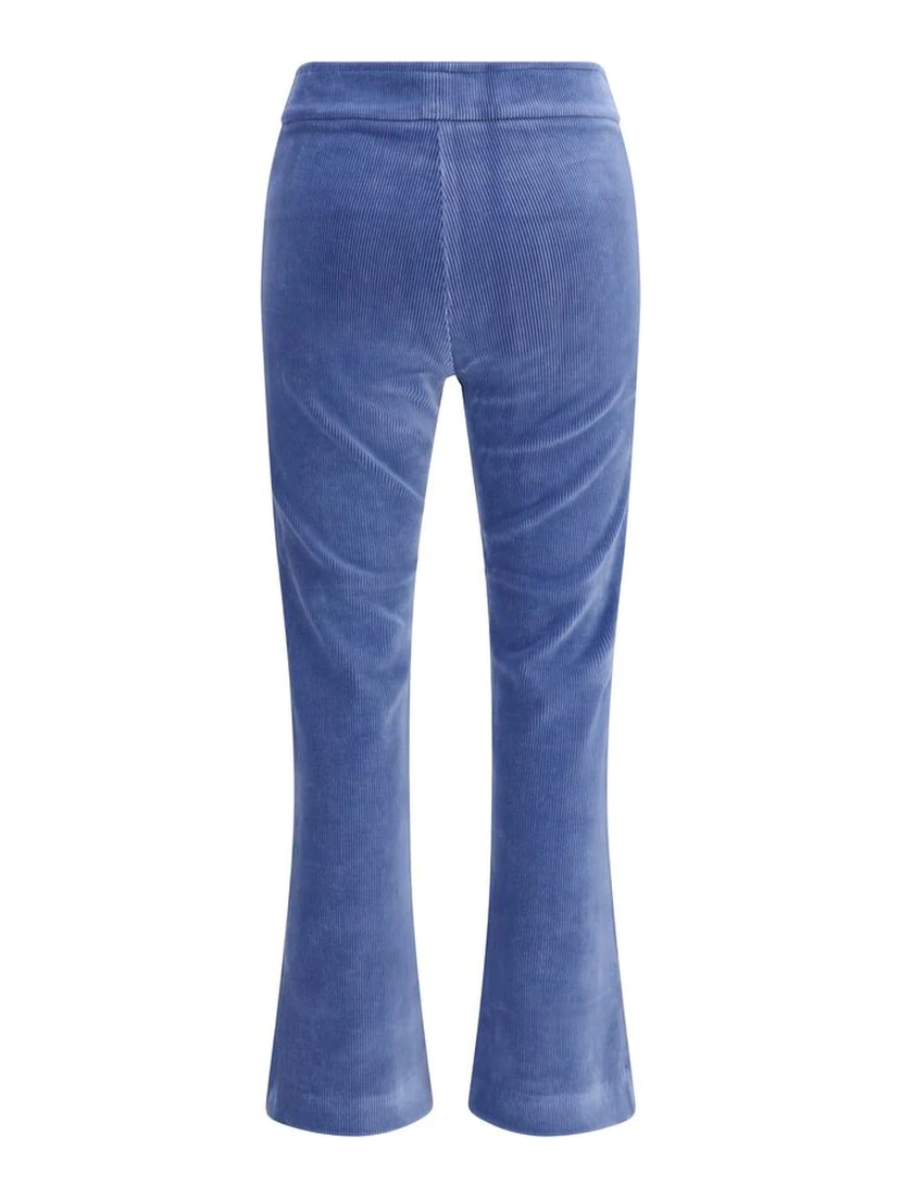Blue Cotton Flared Pants