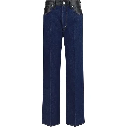 Blue Recycled Cotton Straight-Leg Jeans