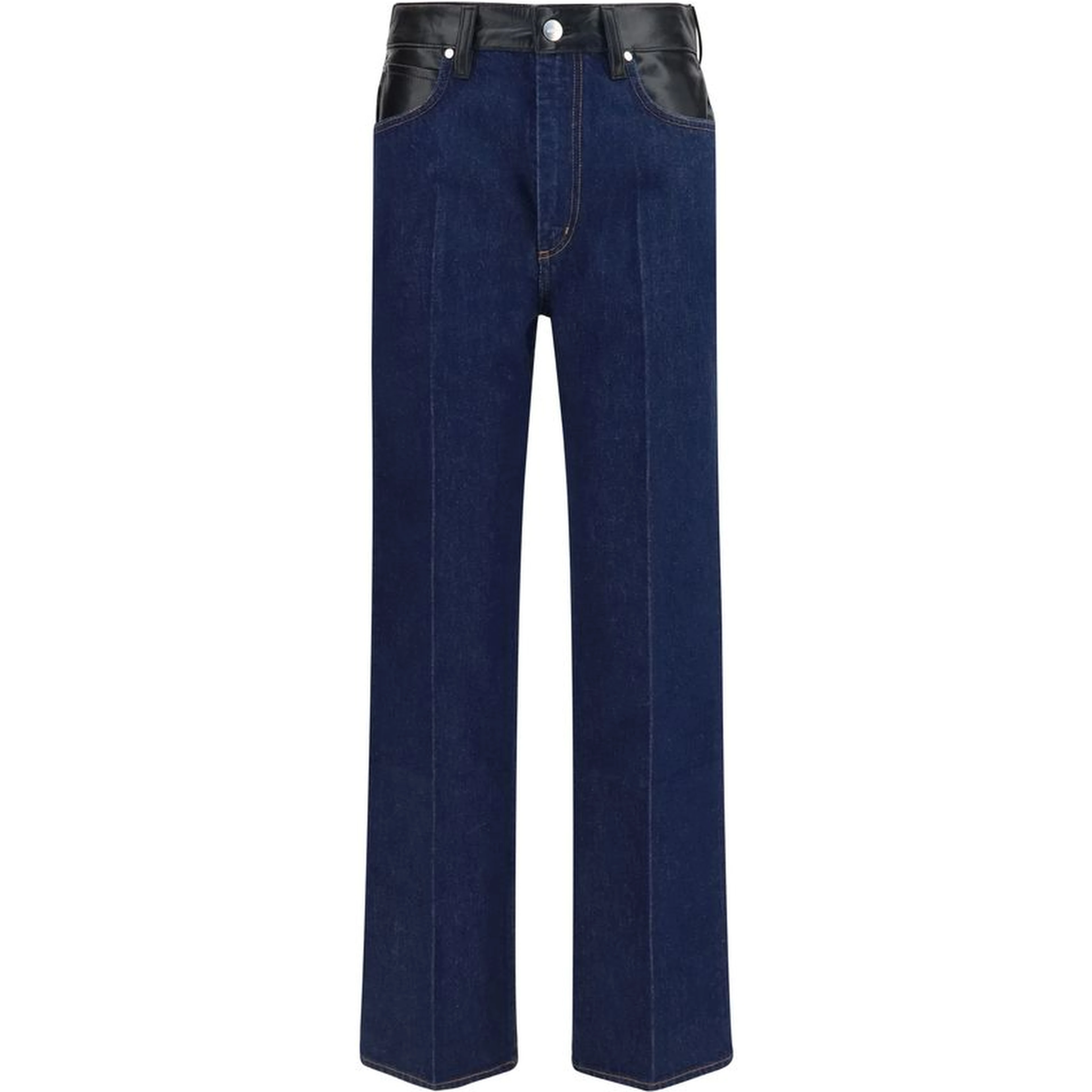 Blue Recycled Cotton Straight-Leg Jeans