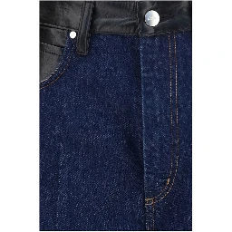 Blue Recycled Cotton Straight-Leg Jeans