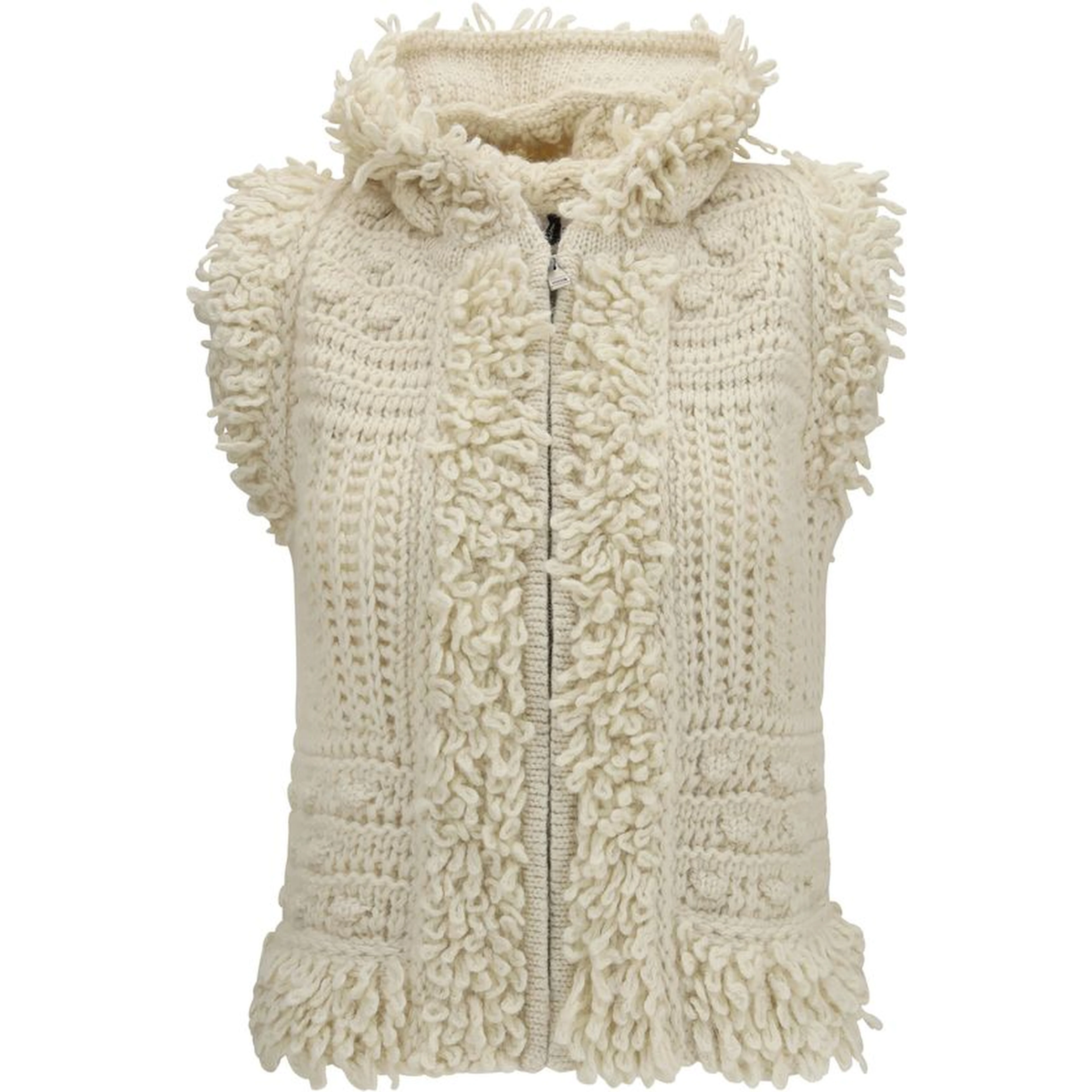 White Wool Oves Aries Sleeveless Jacket