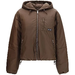 Brown Recycled Polyamide Full-Length Jacket