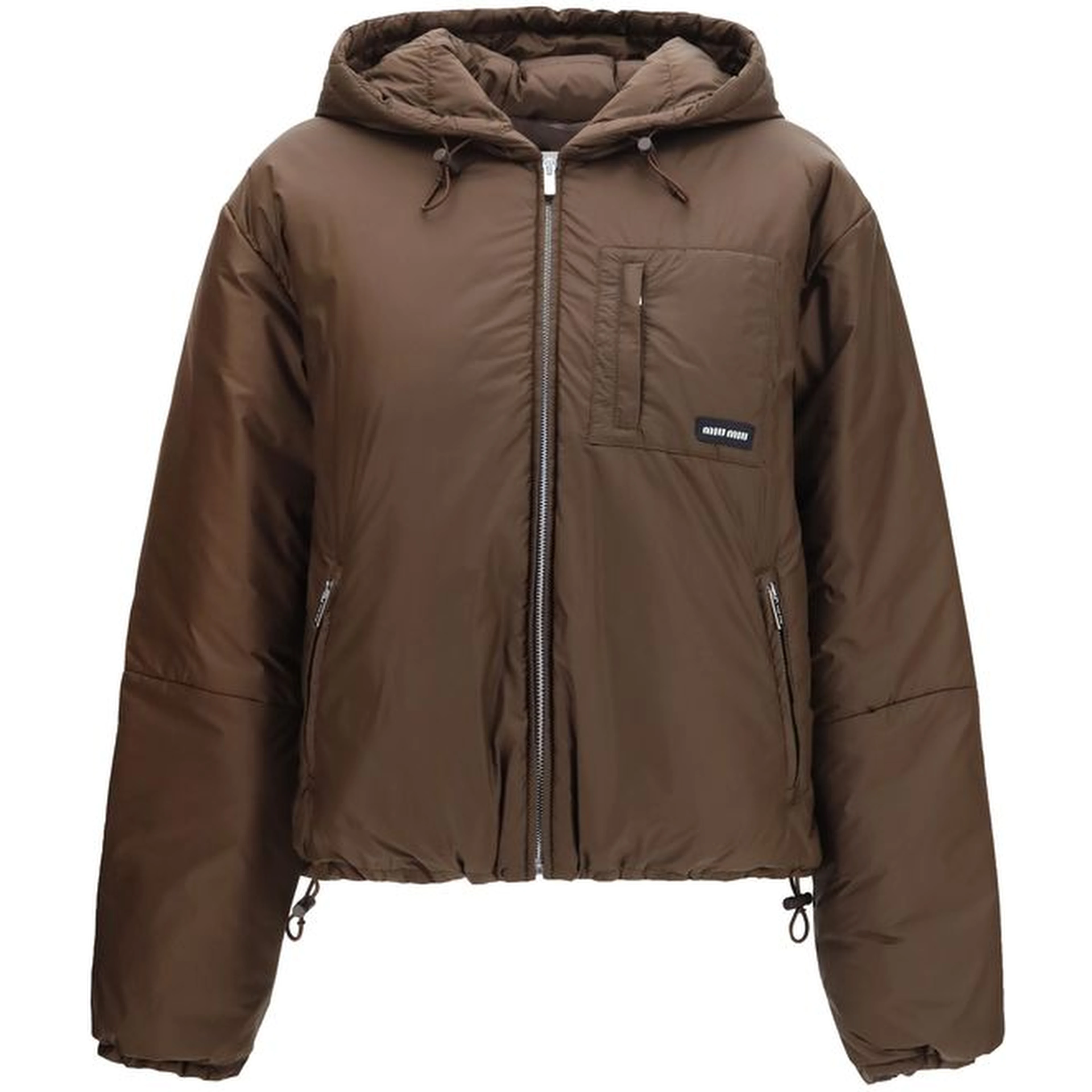 Brown Recycled Polyamide Full-Length Jacket