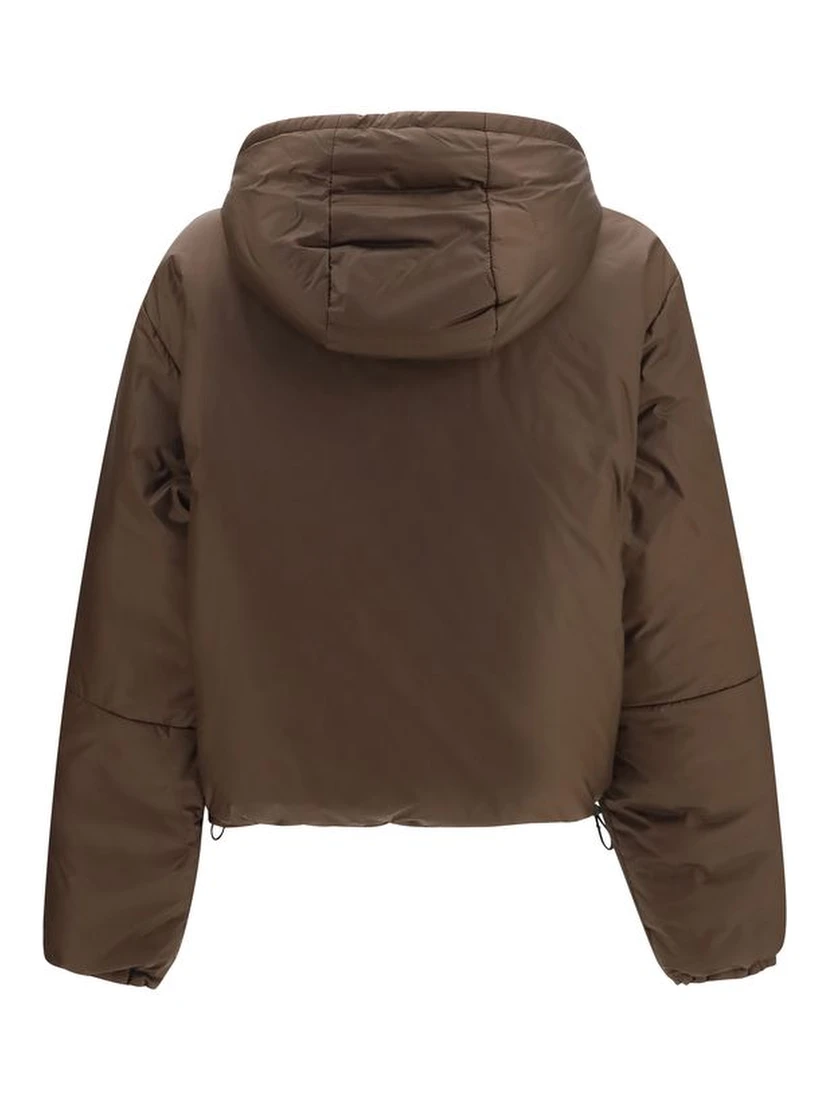 Brown Recycled Polyamide Full-Length Jacket