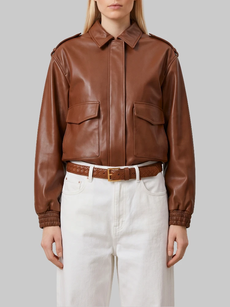 Dark copper Astra bomber jacket