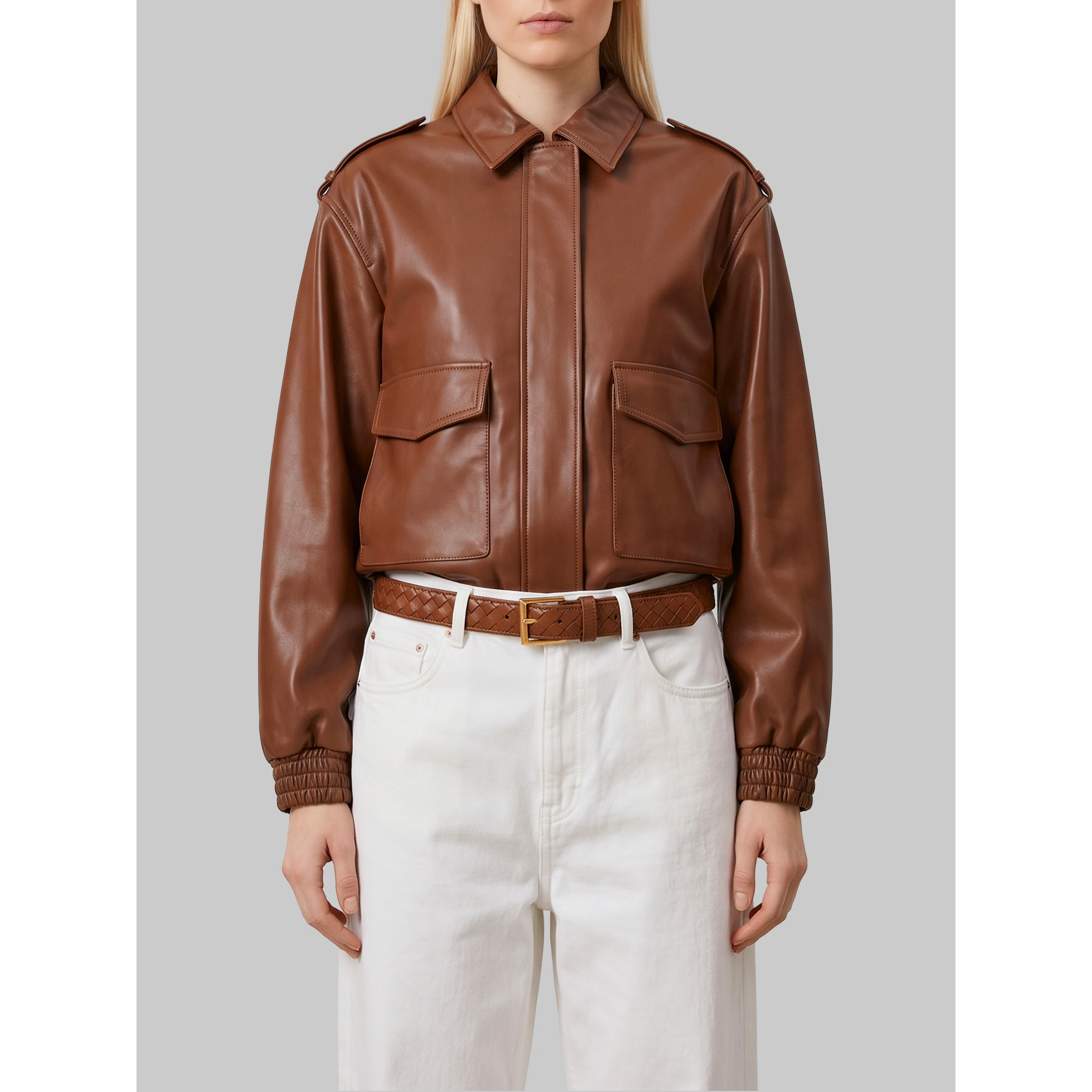 Dark copper Astra bomber jacket