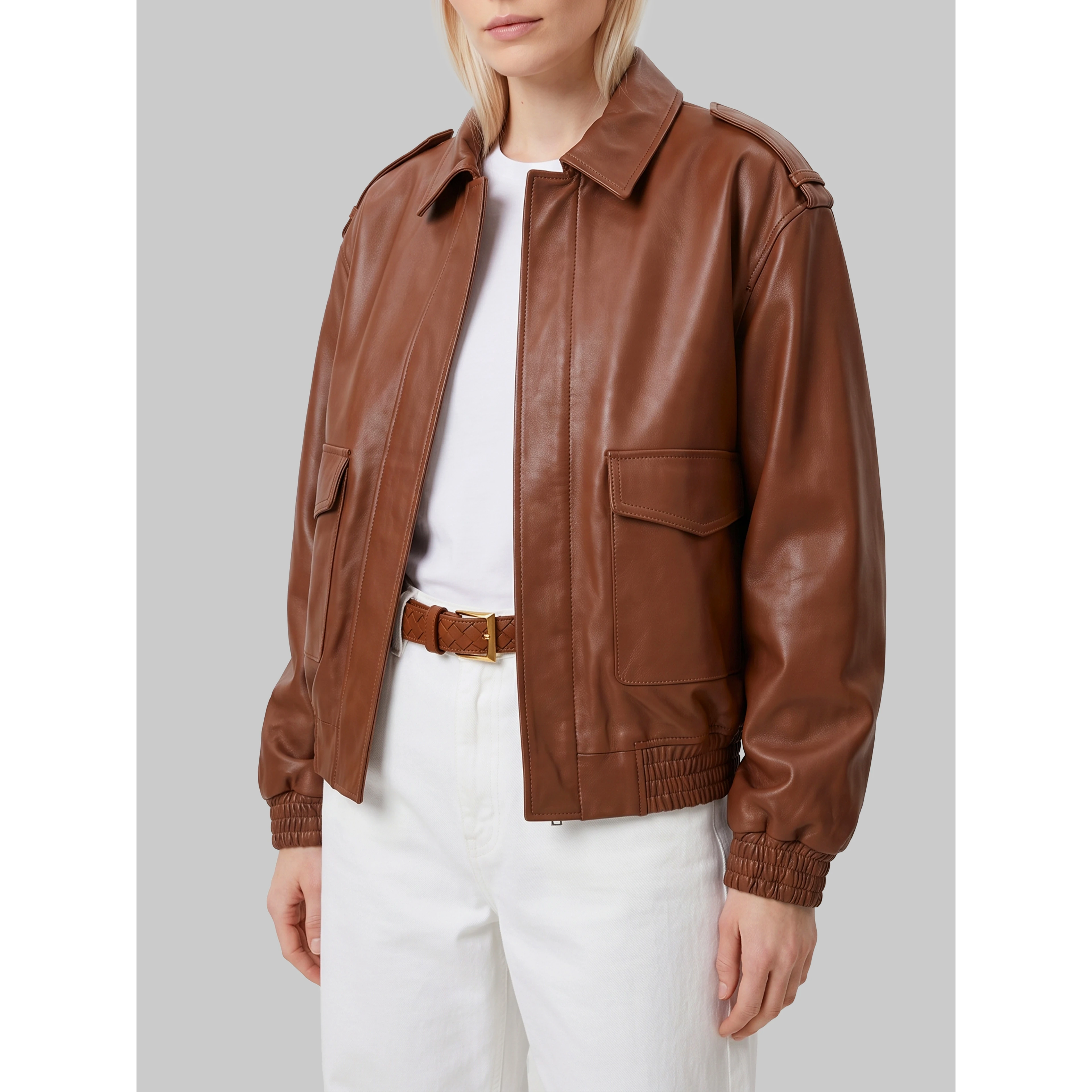 Dark copper Astra bomber jacket
