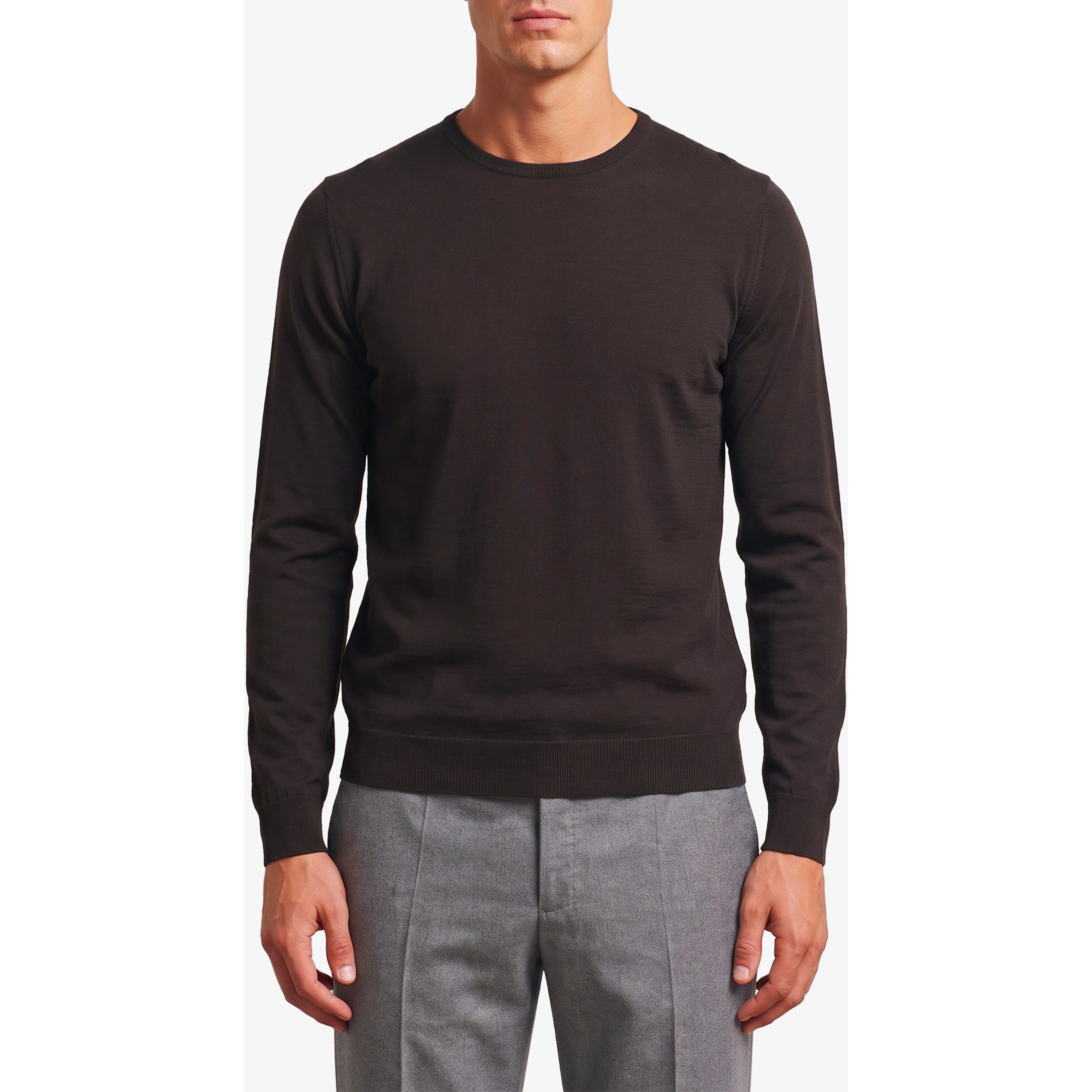 Lundy crew neck sweater in Faulkner brown