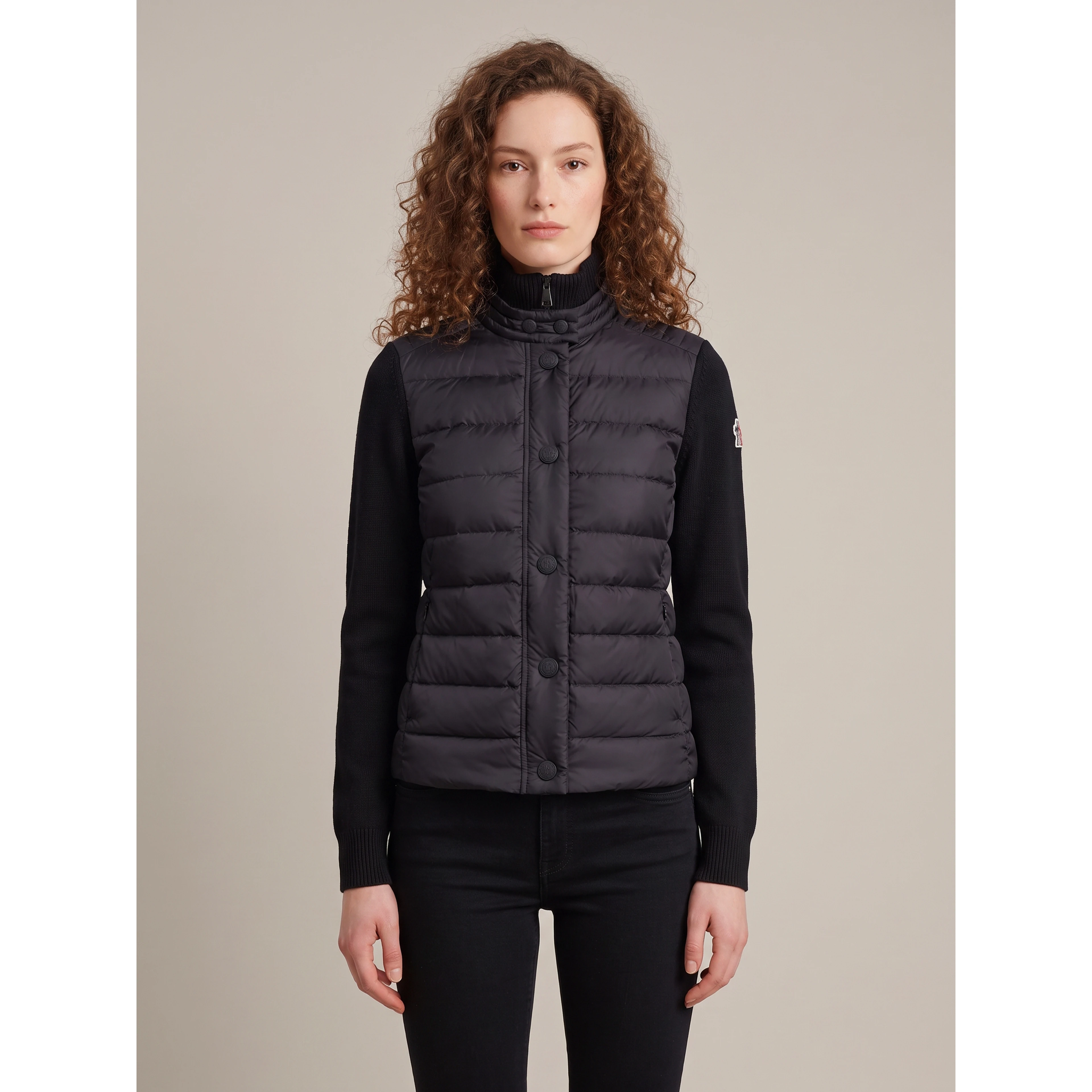 Padded wool-blend cardigan