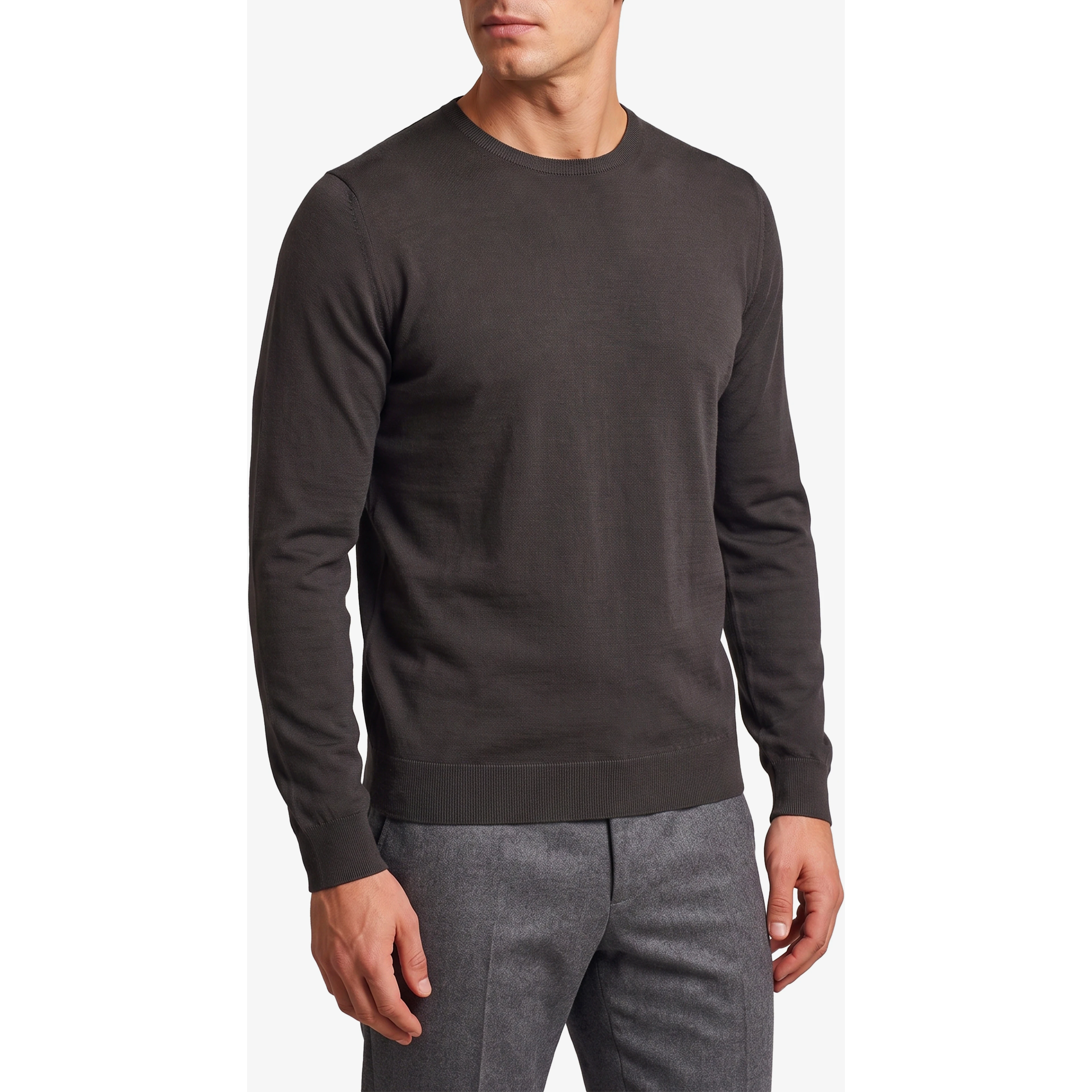Lundy crew neck sweater in Faulkner brown