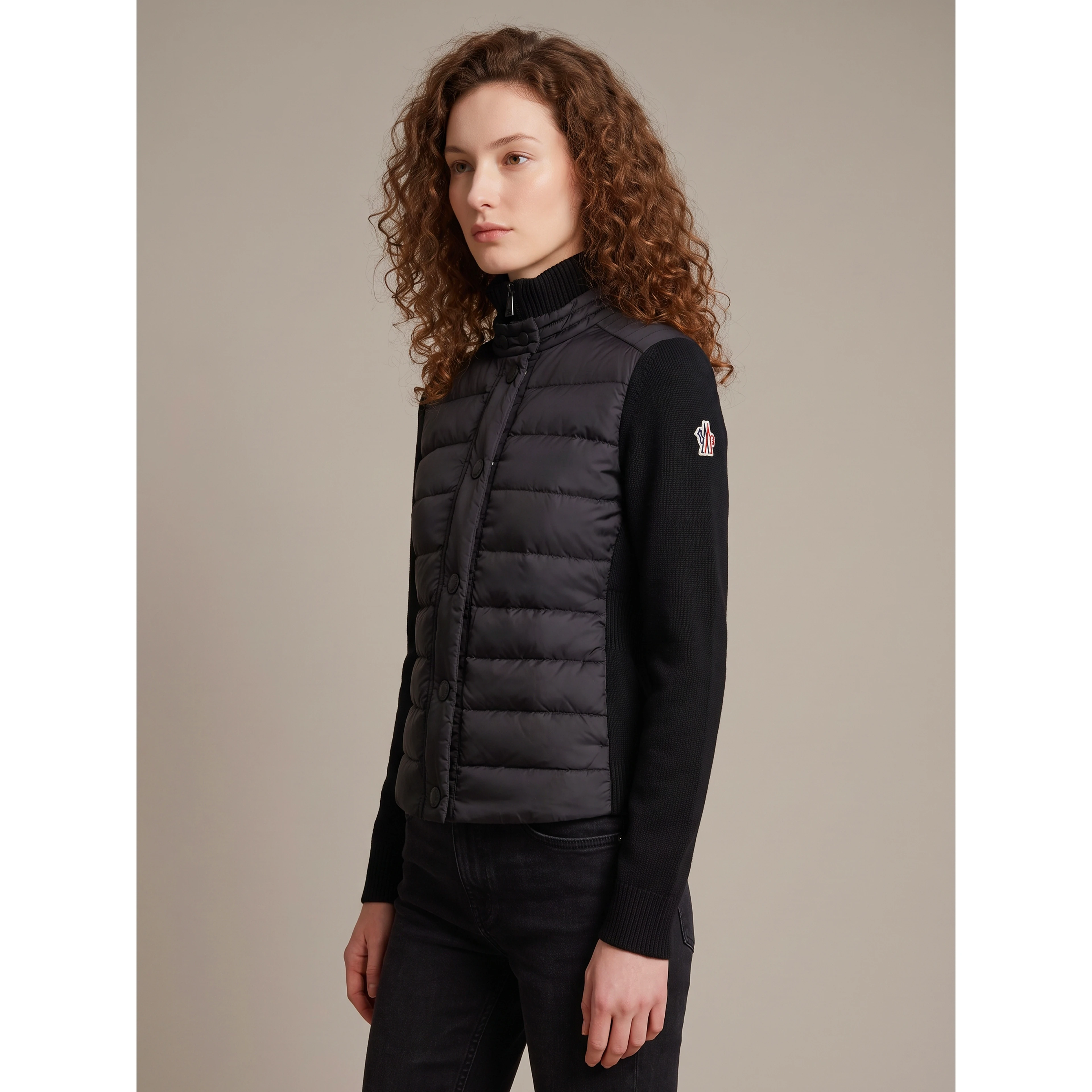 Padded wool-blend cardigan