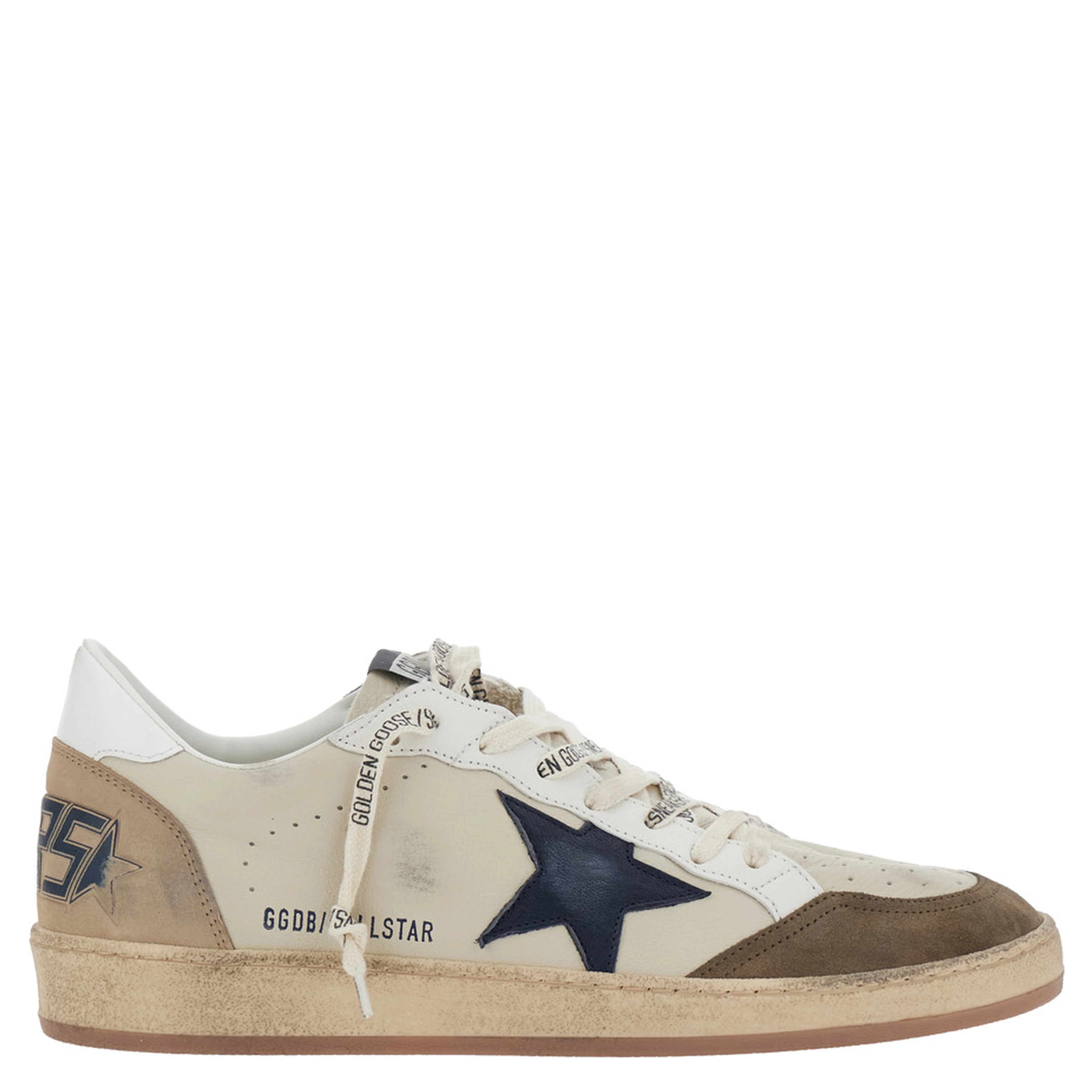 Ballstar Beige Low top sneakers with logo patch on the tongue and contrasting heel with logo lettering in suede for men