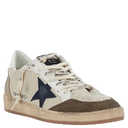 Ballstar Beige Low top sneakers with logo patch on the tongue and contrasting heel with logo lettering in suede for men