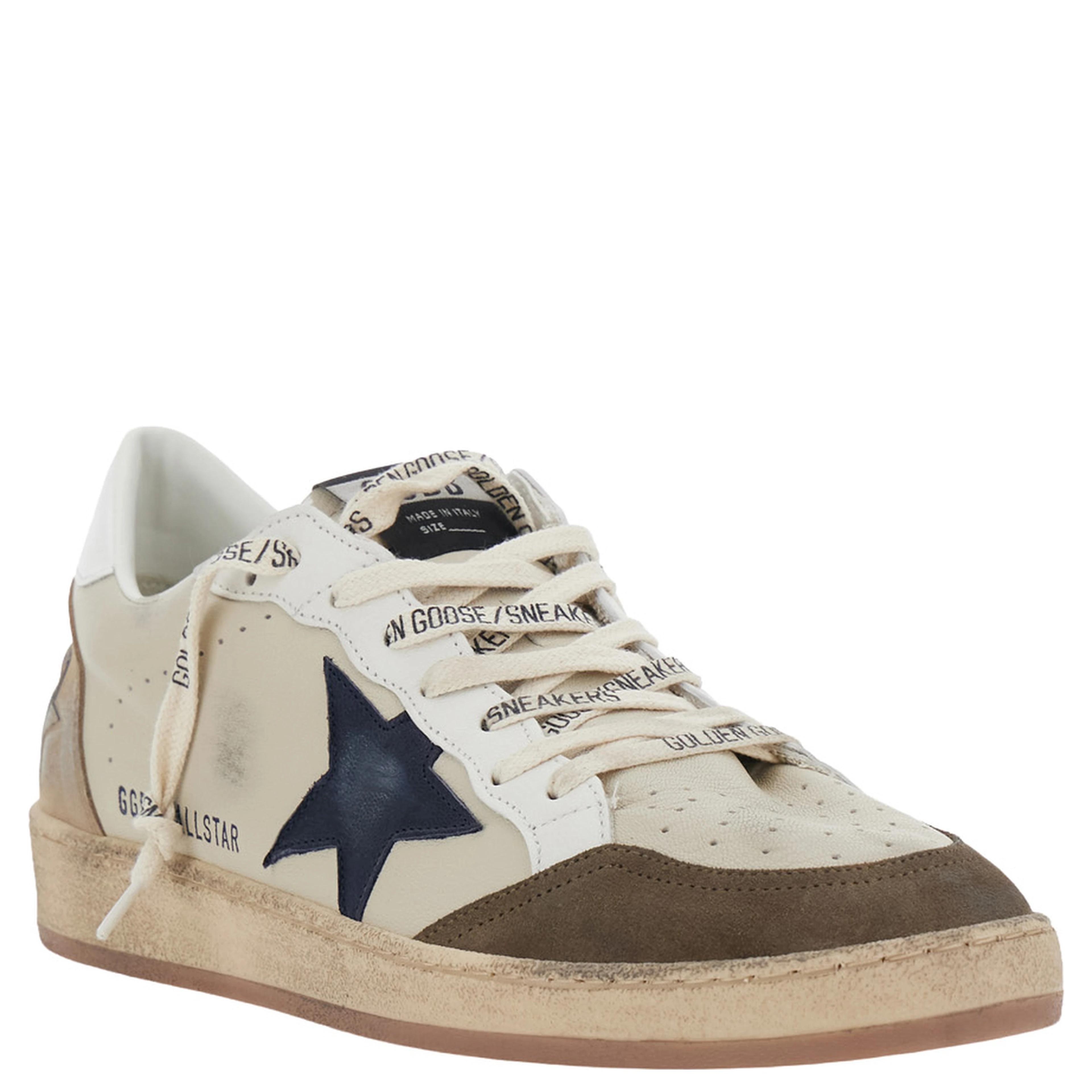 Ballstar Beige Low top sneakers with logo patch on the tongue and contrasting heel with logo lettering in suede for men
