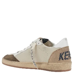 Ballstar Beige Low top sneakers with logo patch on the tongue and contrasting heel with logo lettering in suede for men