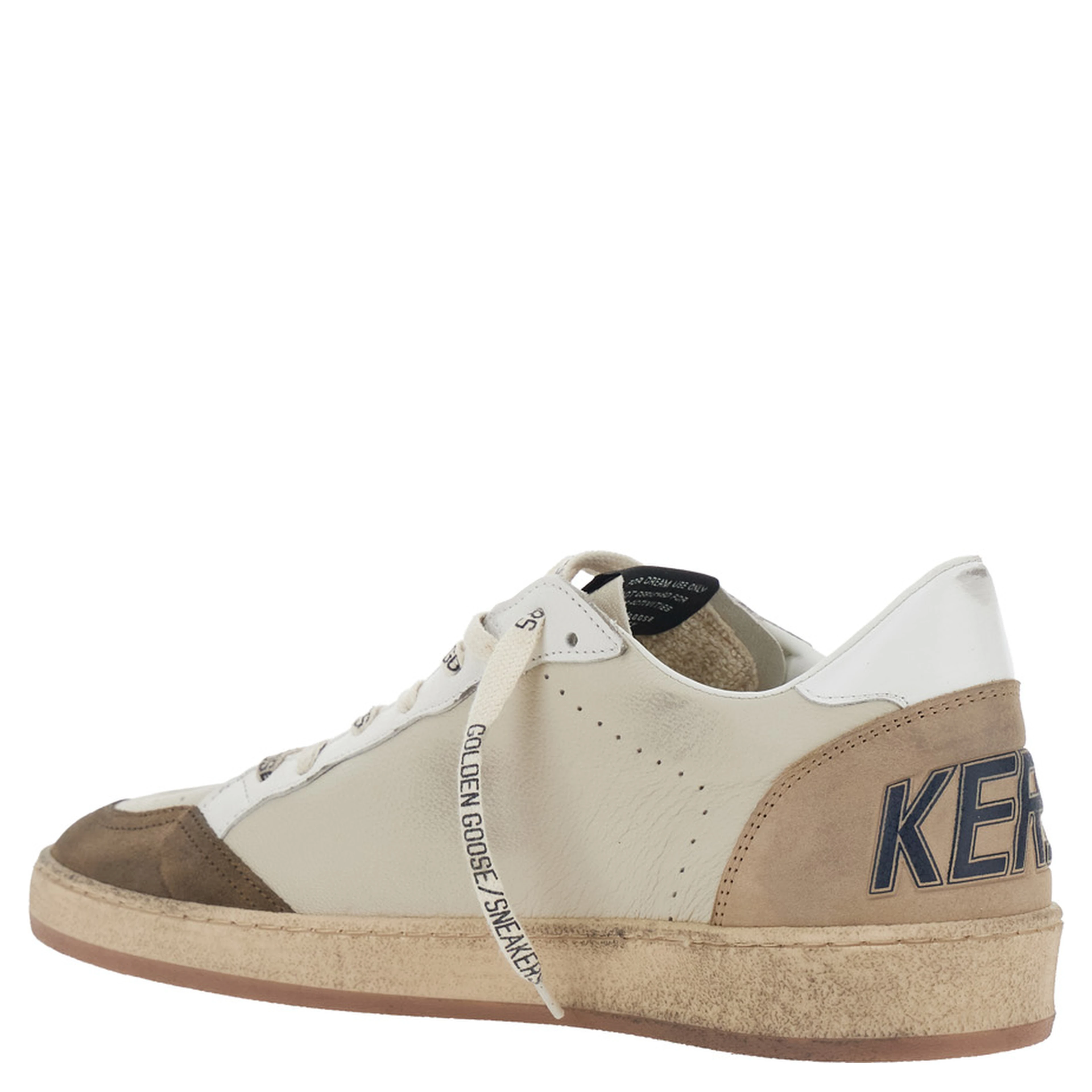 Ballstar Beige Low top sneakers with logo patch on the tongue and contrasting heel with logo lettering in suede for men