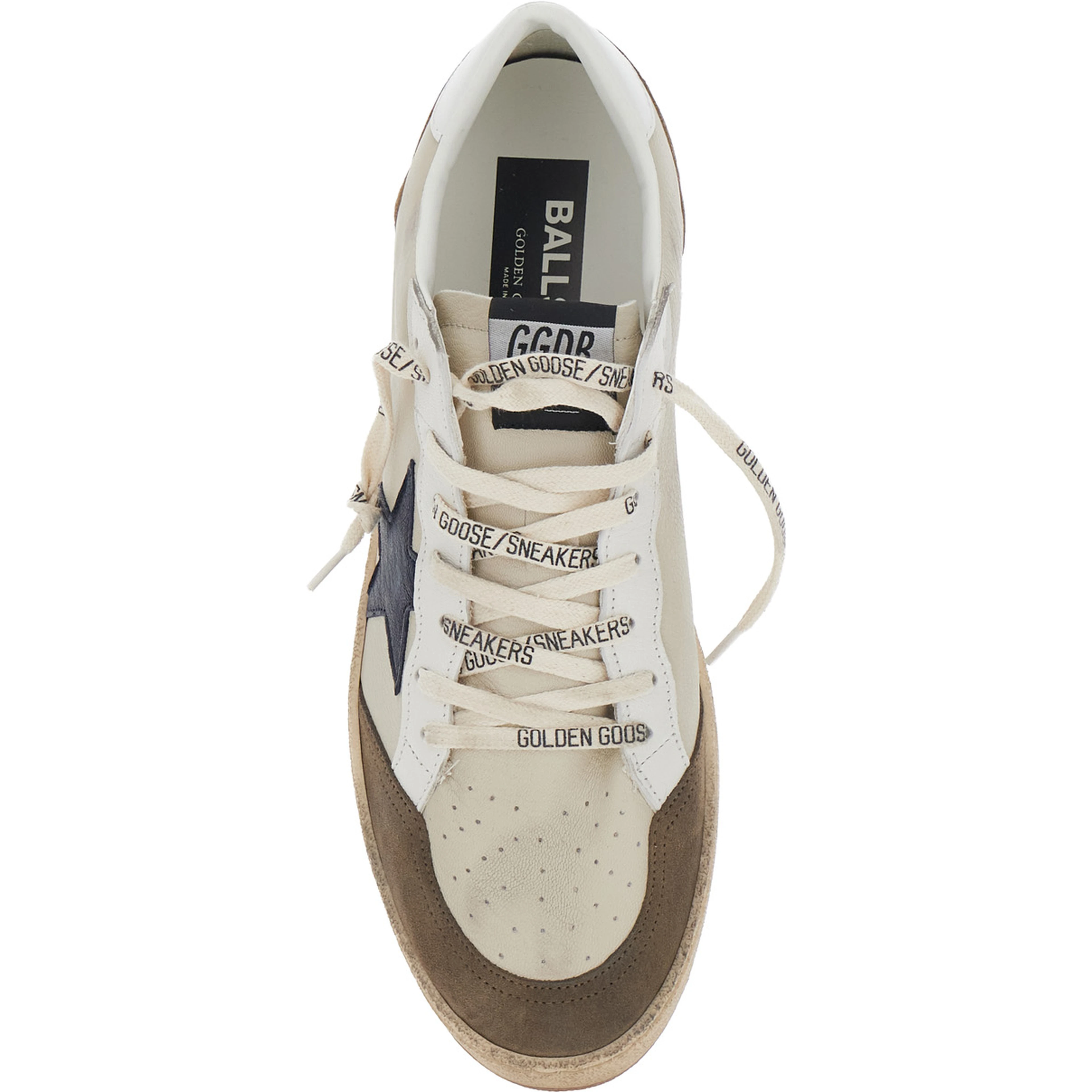 Ballstar Beige Low top sneakers with logo patch on the tongue and contrasting heel with logo lettering in suede for men