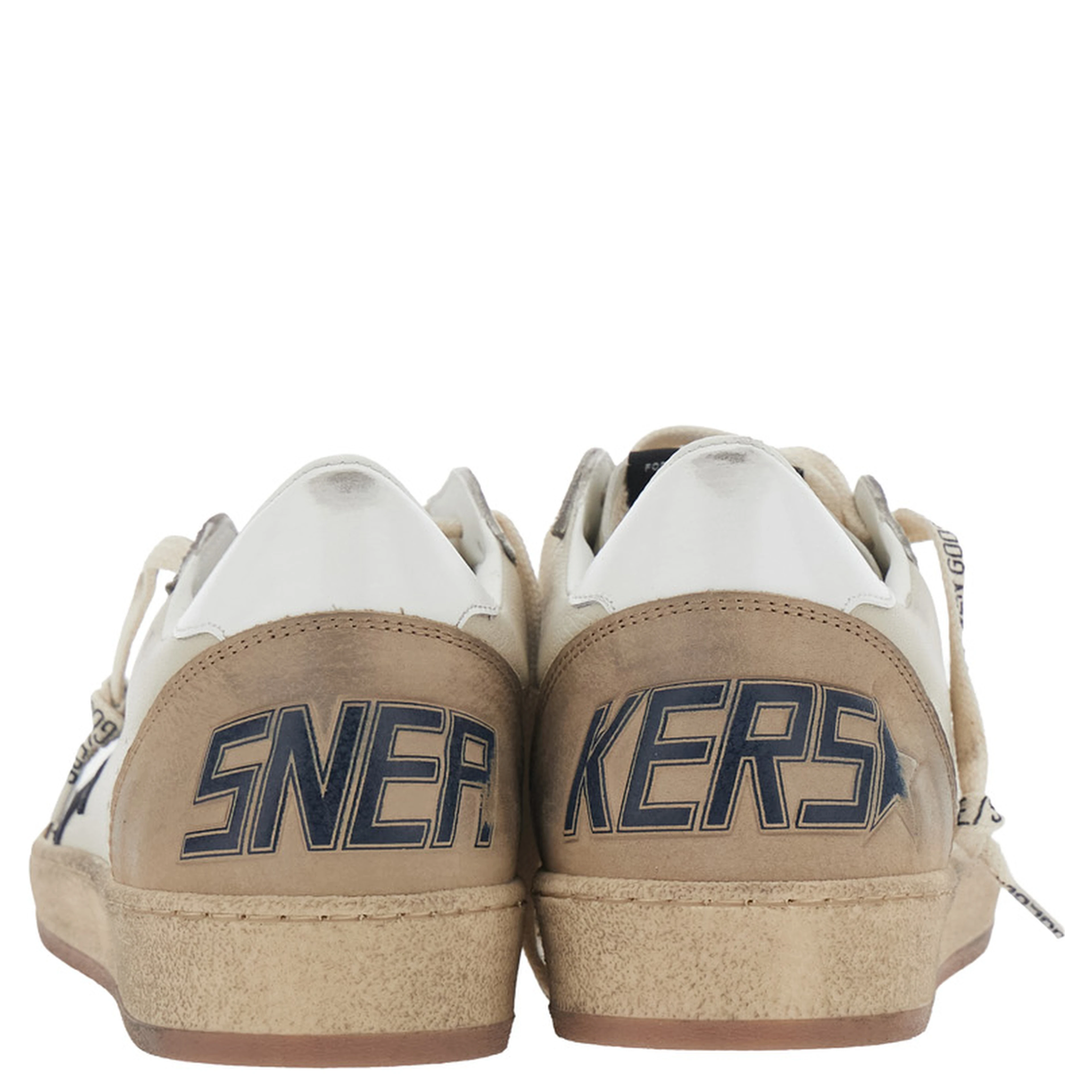 Ballstar Beige Low top sneakers with logo patch on the tongue and contrasting heel with logo lettering in suede for men