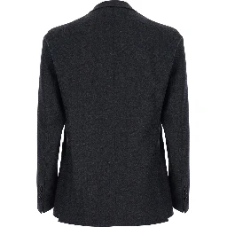 Montecarlo Grey Double-breasted Jacket with Peak revers and pin on the front in wool for men
