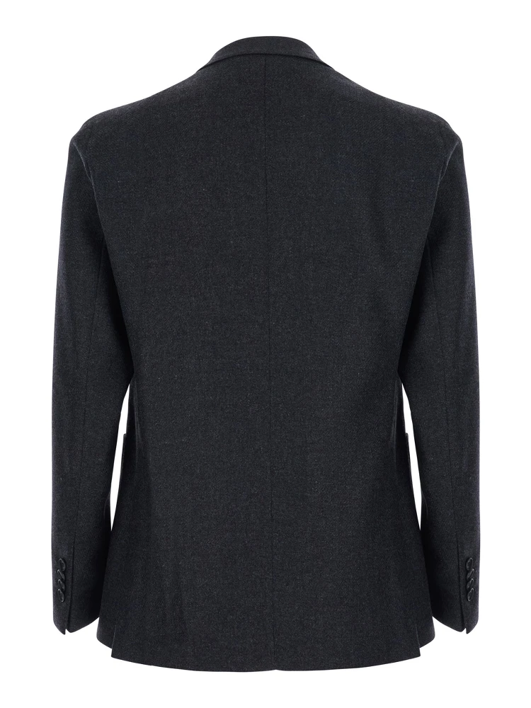 Montecarlo Grey Double-breasted Jacket with Peak revers and pin on the front in wool for men alternative