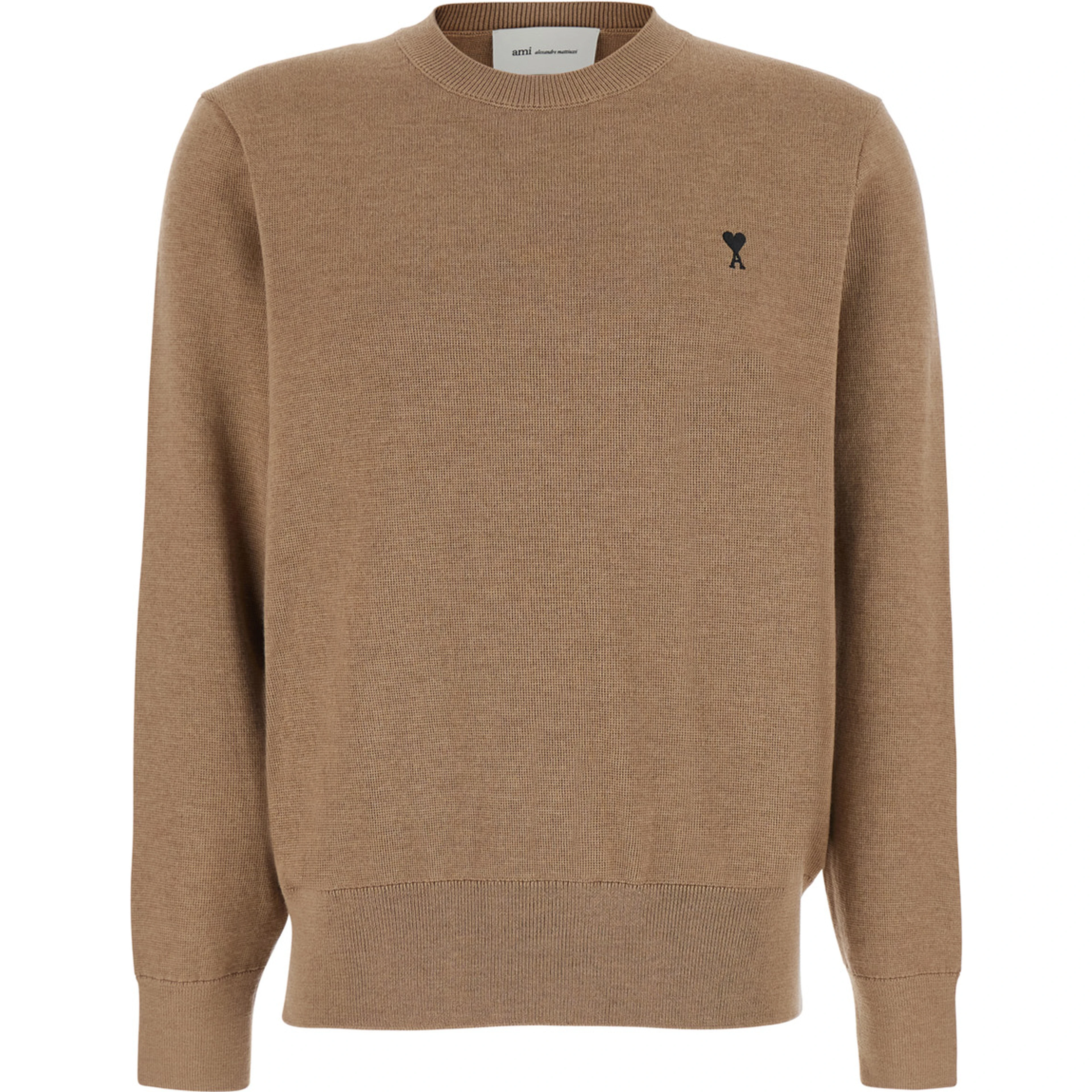 Beige Crewneck Sweater with ADC Embroidery on the Front in Blend Wool Men