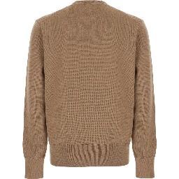 Beige Crewneck Sweater with ADC Embroidery on the Front in Blend Wool Men