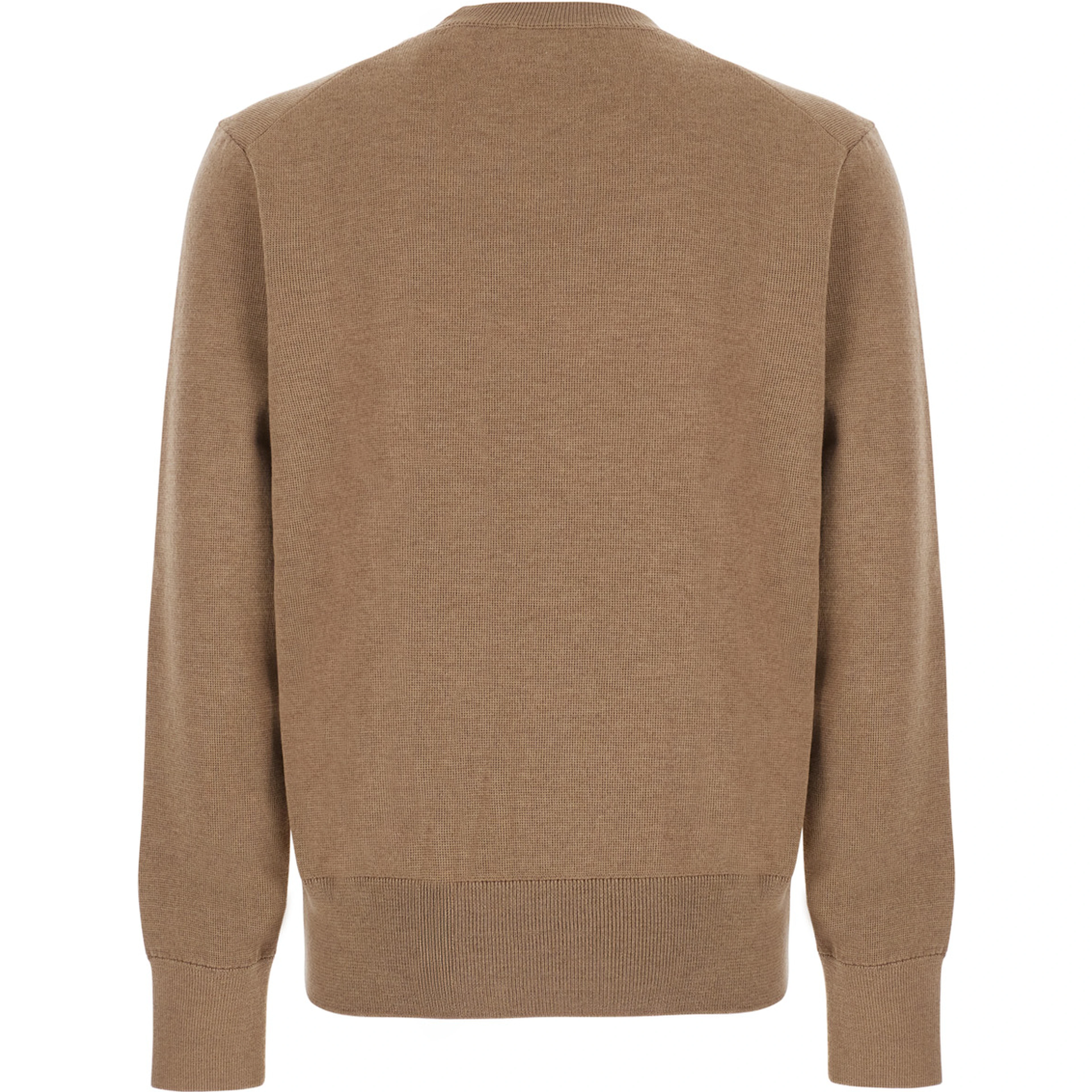 Beige Crewneck Sweater with ADC Embroidery on the Front in Blend Wool Men