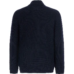 Blue Cardigan with zip closure and ribbed texture in Blend wool for men