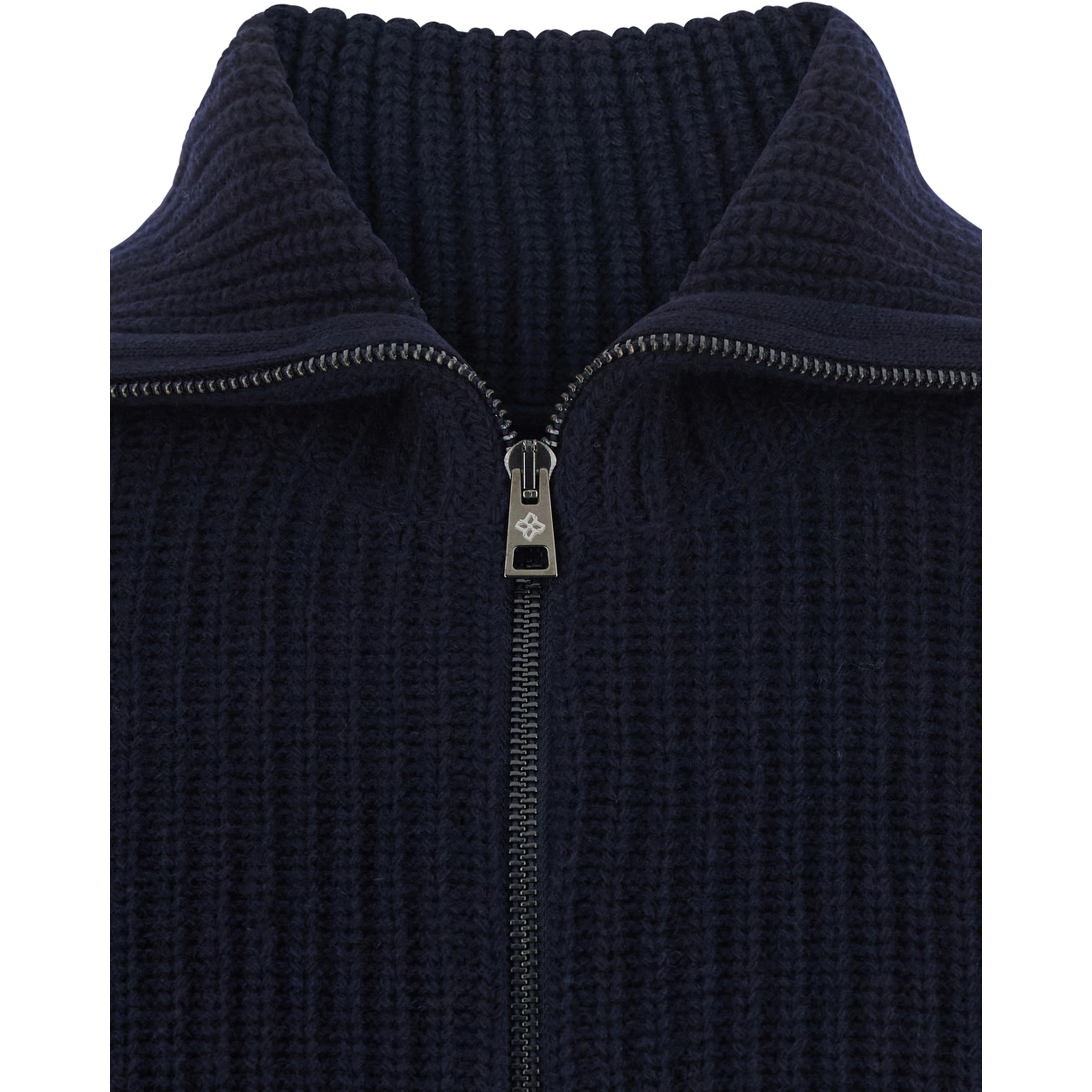 Blue Cardigan with zip closure and ribbed texture in Blend wool for men