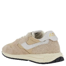 Reelwind Beige Sneakers with logo patch on the tongue in suede for men