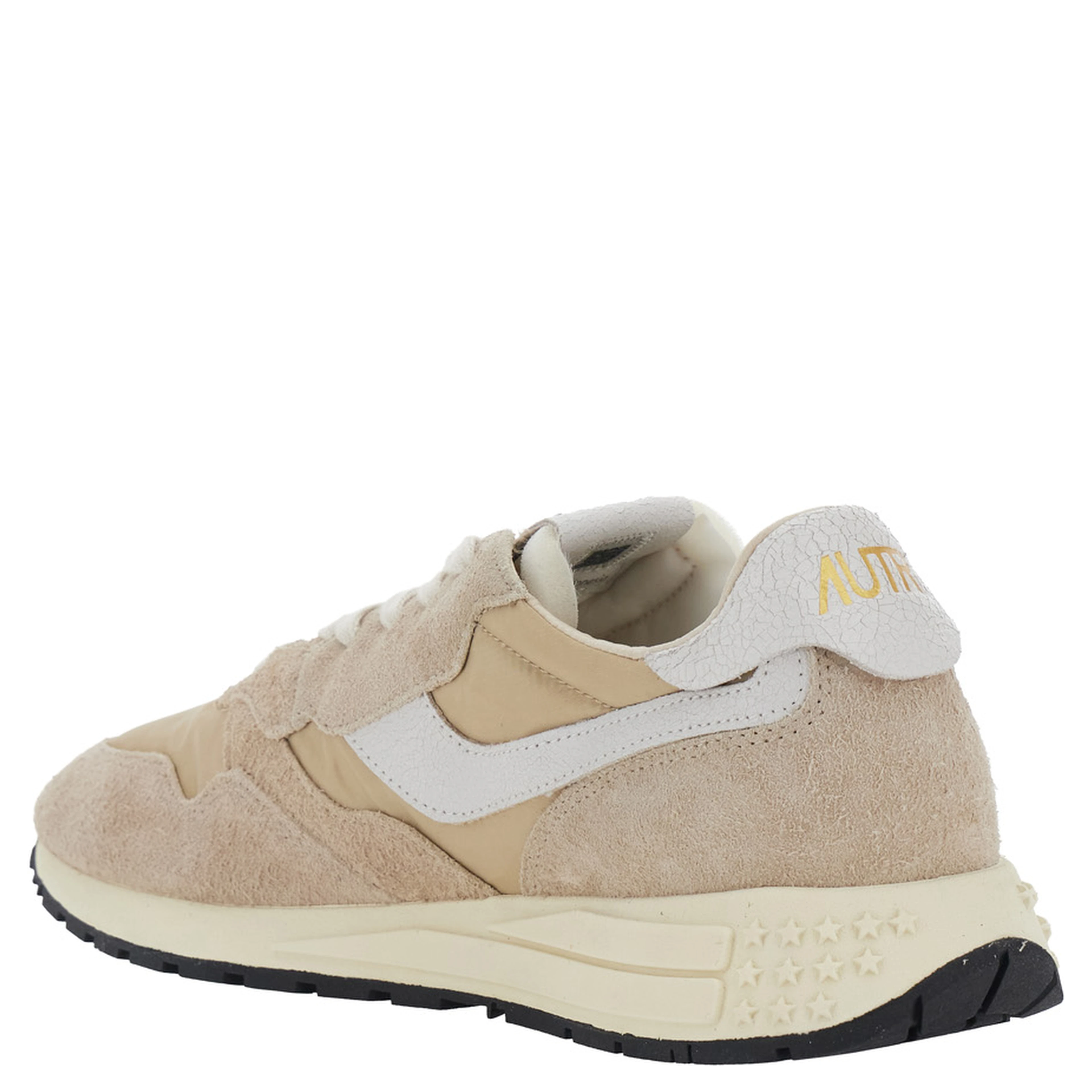 Reelwind Beige Sneakers with logo patch on the tongue in suede for men