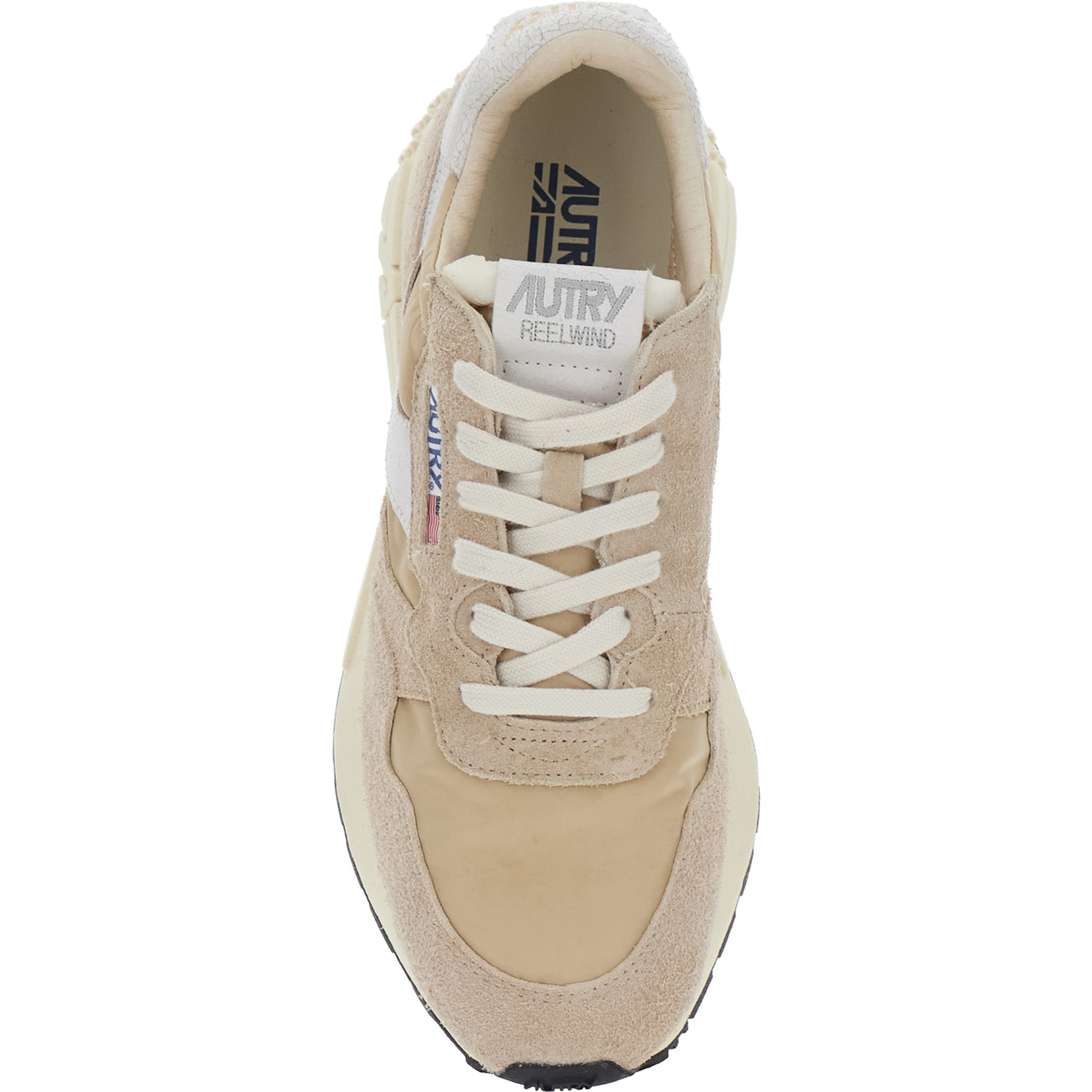 Reelwind Beige Sneakers with logo patch on the tongue in suede for men