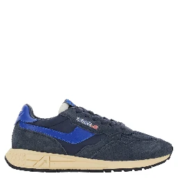 Reelwind Blue sneakers with logo patch on the tongue in leather for men