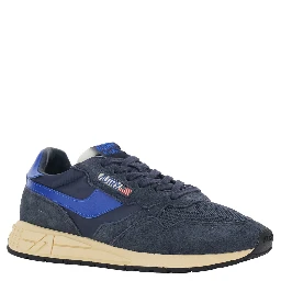 Reelwind Blue sneakers with logo patch on the tongue in leather for men