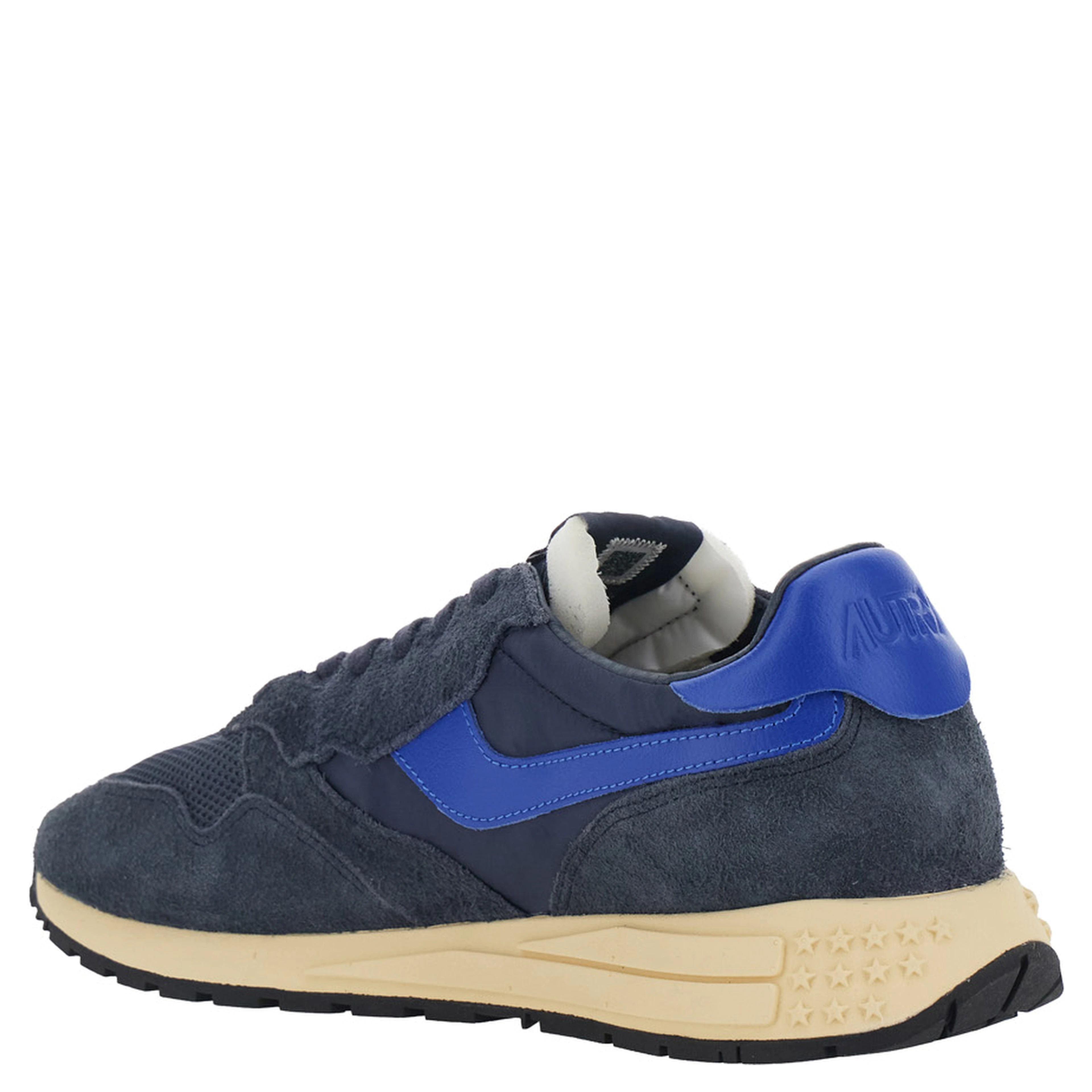 Reelwind Blue sneakers with logo patch on the tongue in leather for men