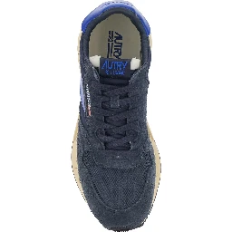 Reelwind Blue sneakers with logo patch on the tongue in leather for men