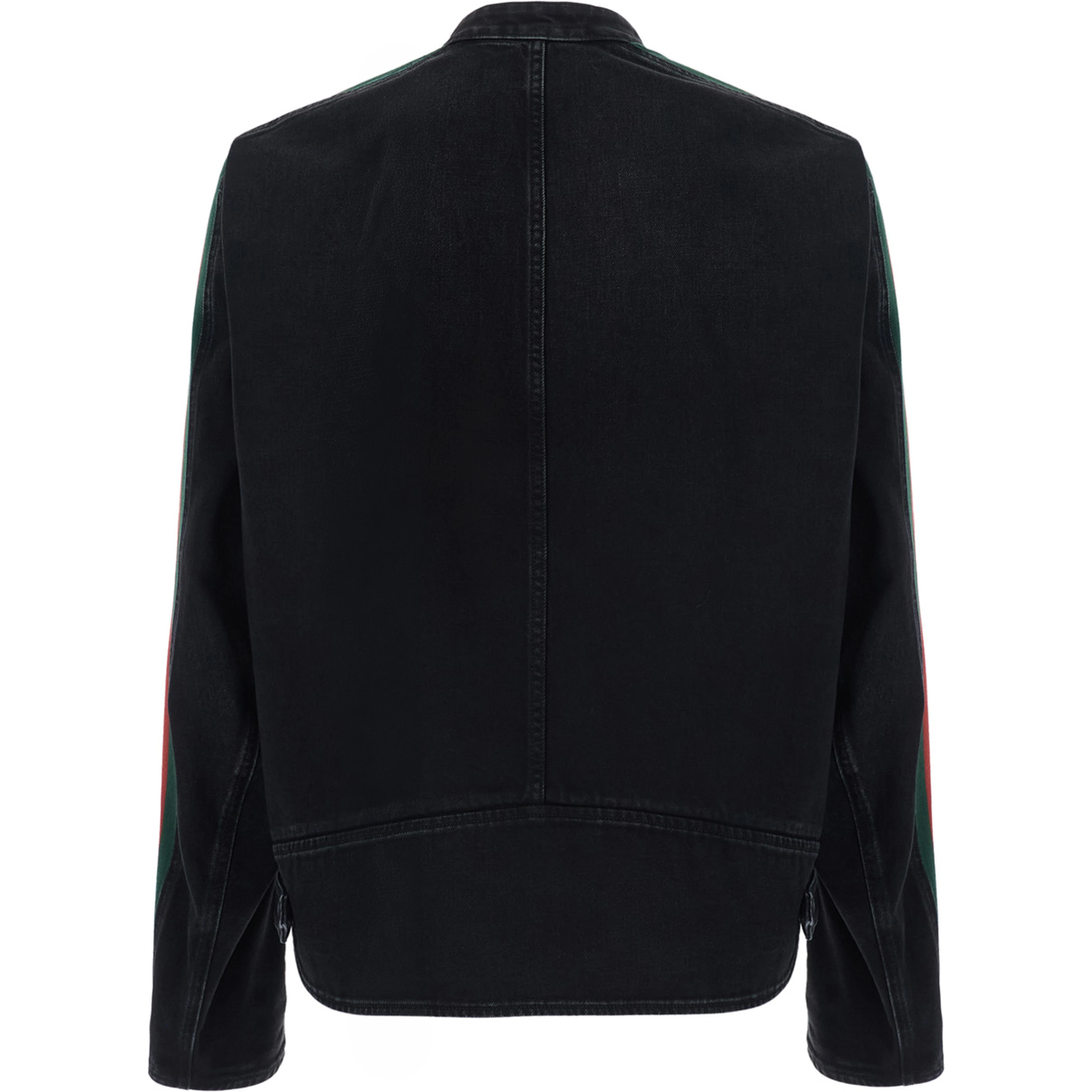 black Jacket with side Web details in cotton denim for men