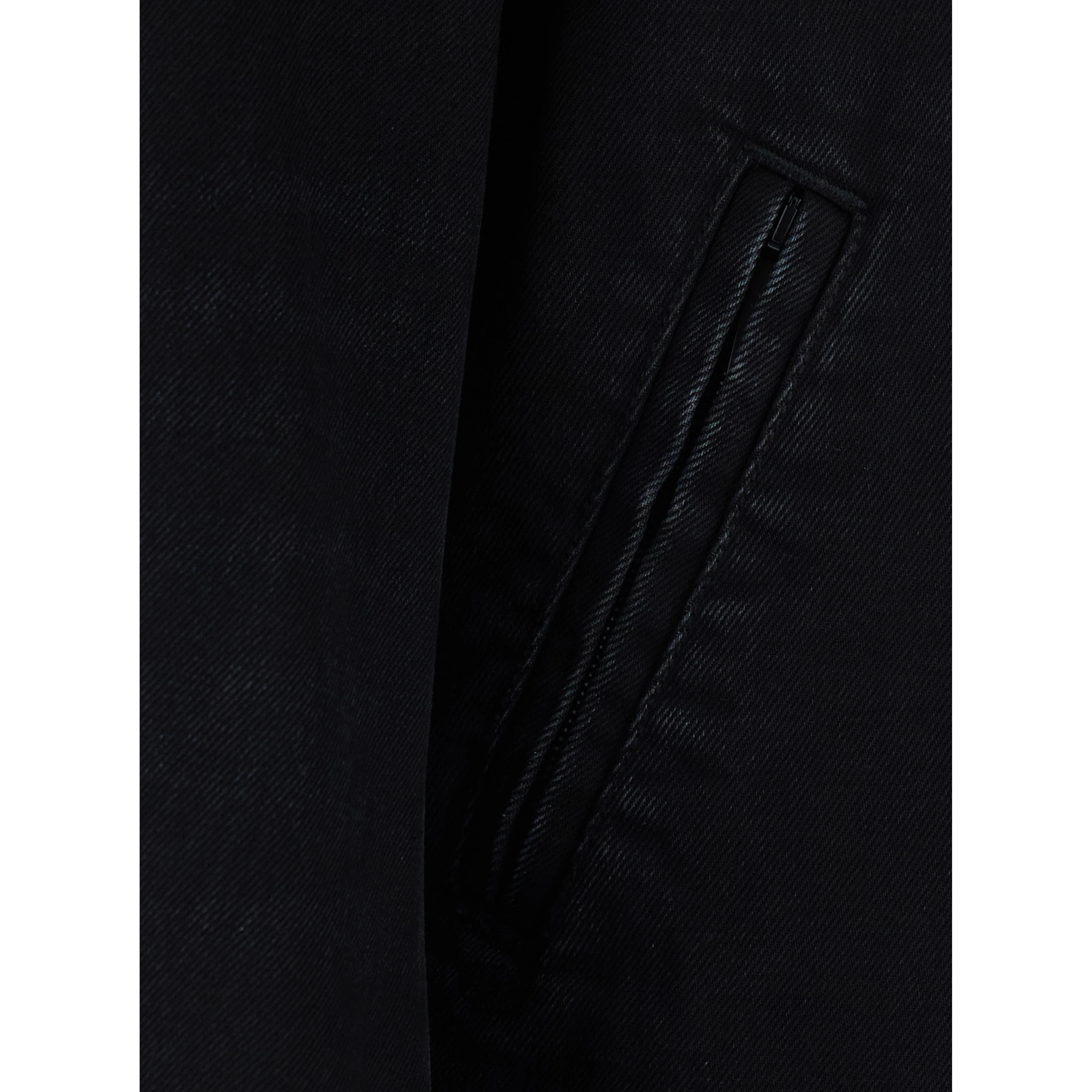black Jacket with side Web details in cotton denim for men