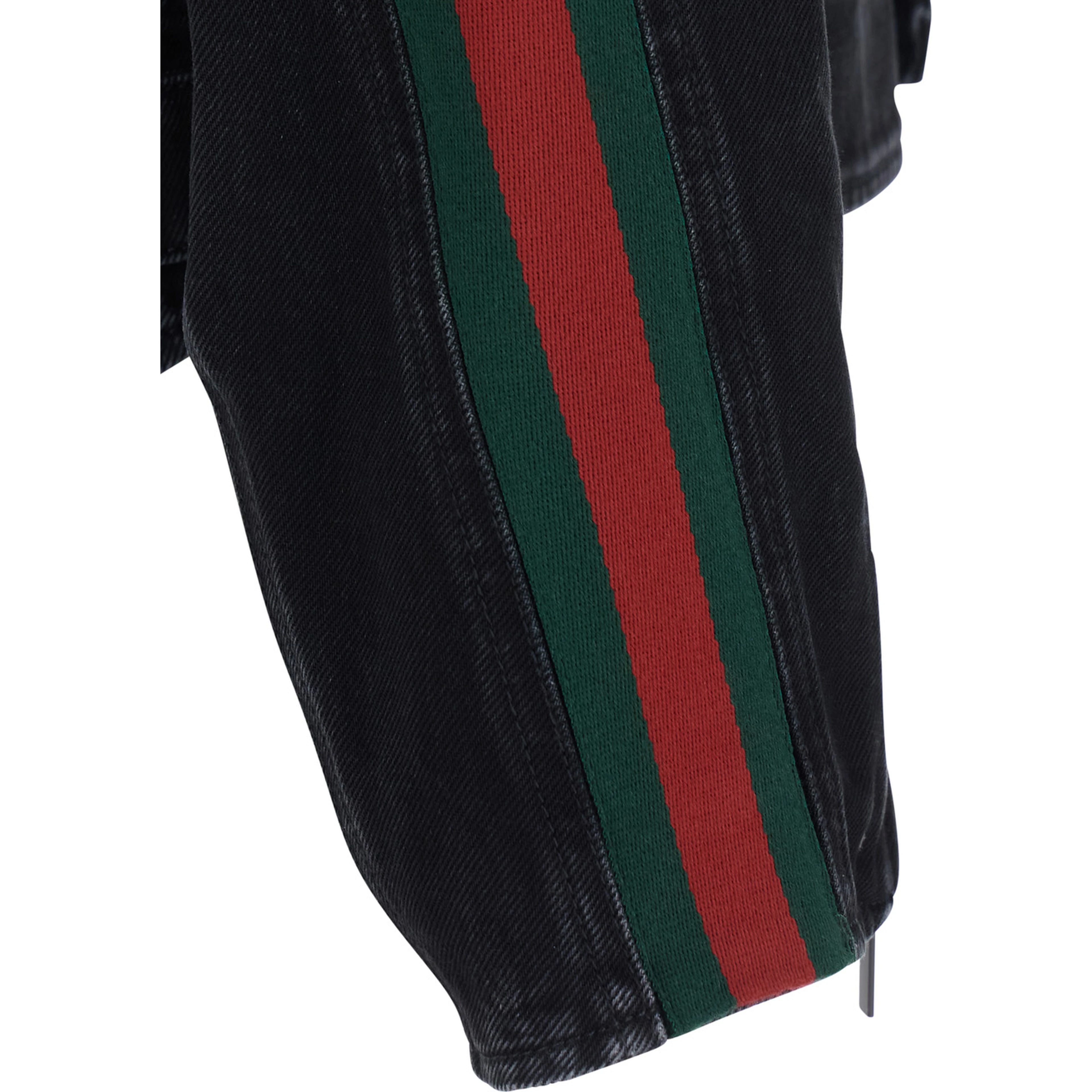 black Jacket with side Web details in cotton denim for men