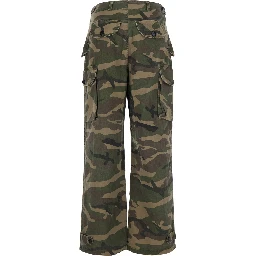 Green Cargo Pants with Camouflage Print in Fabric for Men
