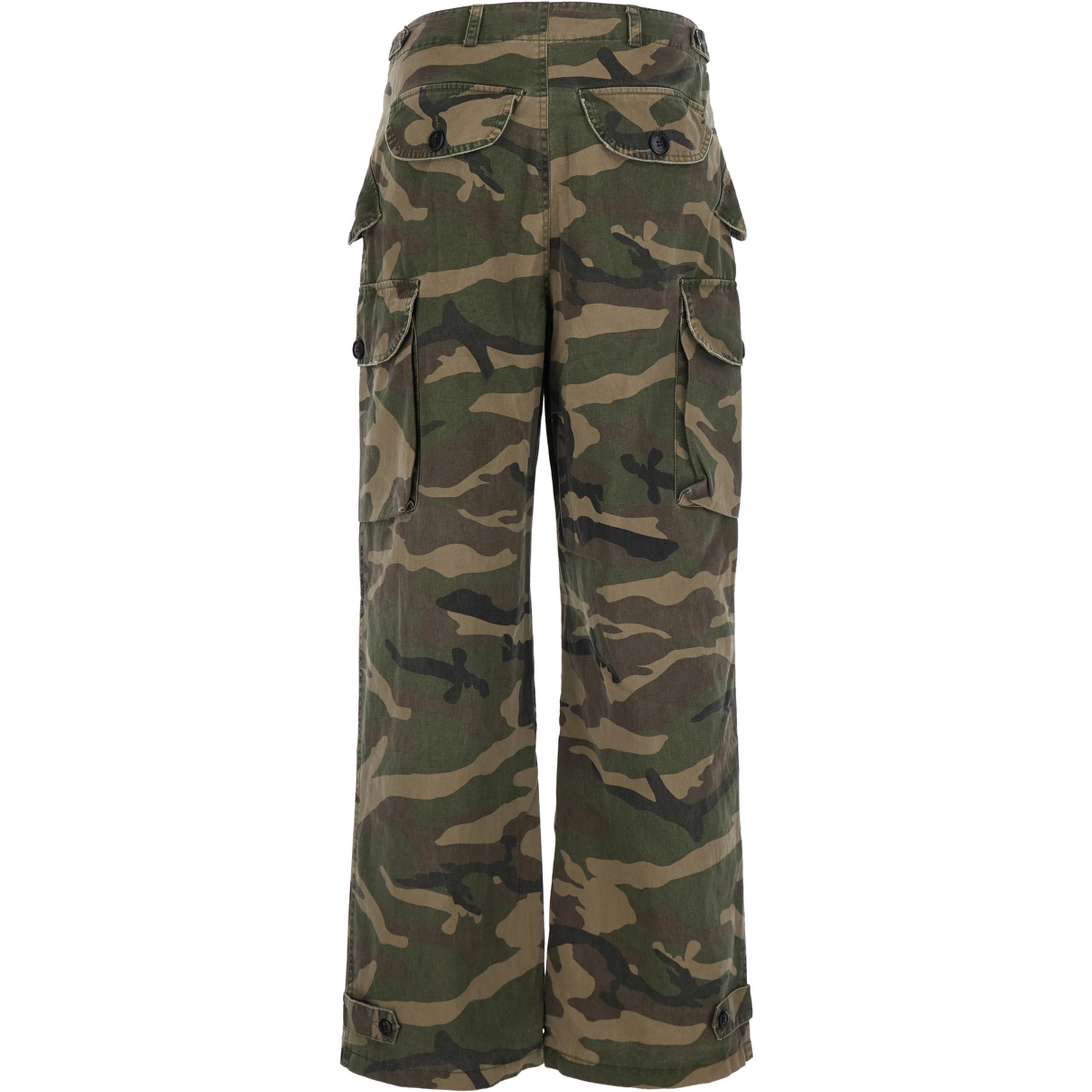 Green Cargo Pants with Camouflage Print in Fabric for Men