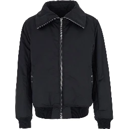 DracuFlight black Jacket with oversized high collar in tech fabric for men