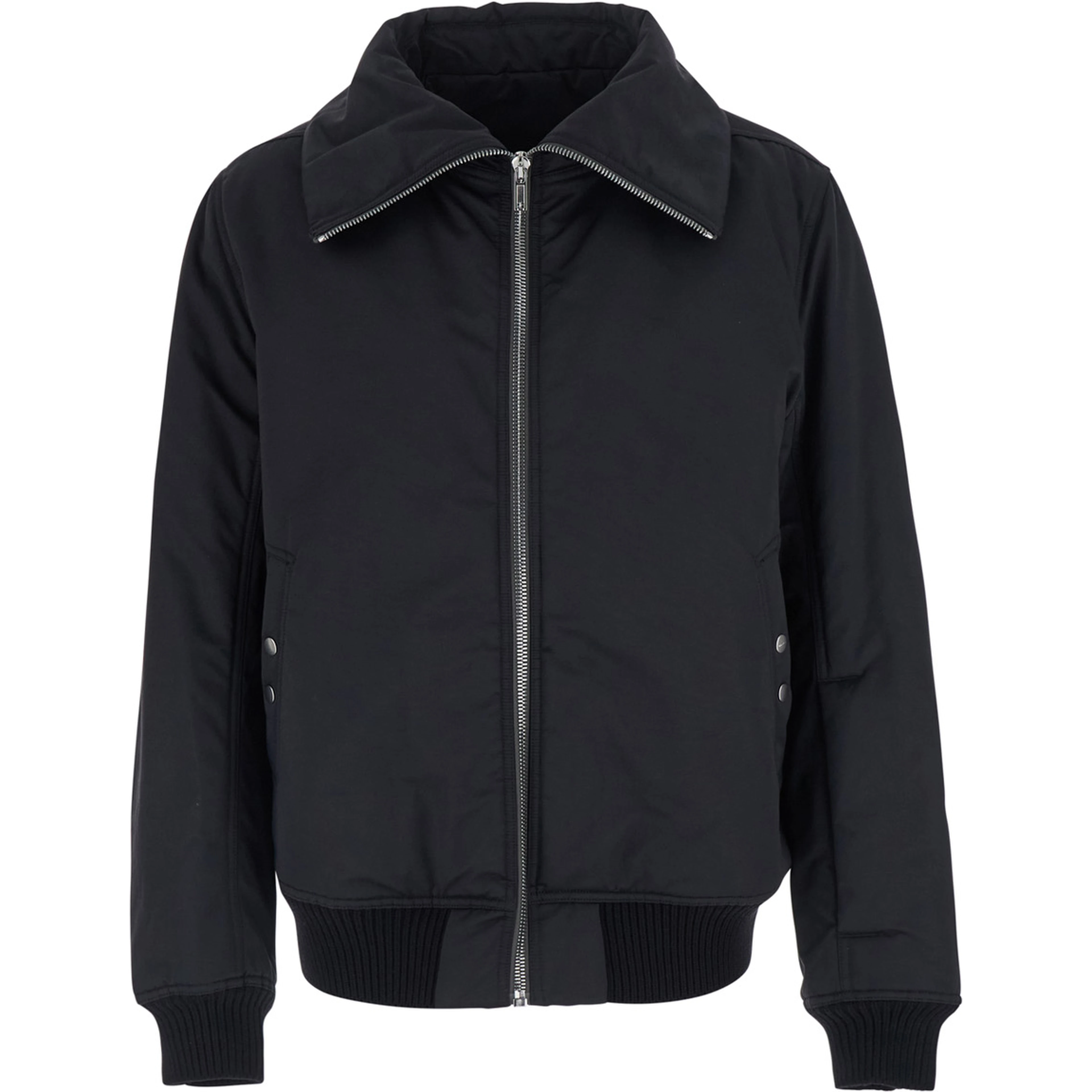 DracuFlight black Jacket with oversized high collar in tech fabric for men